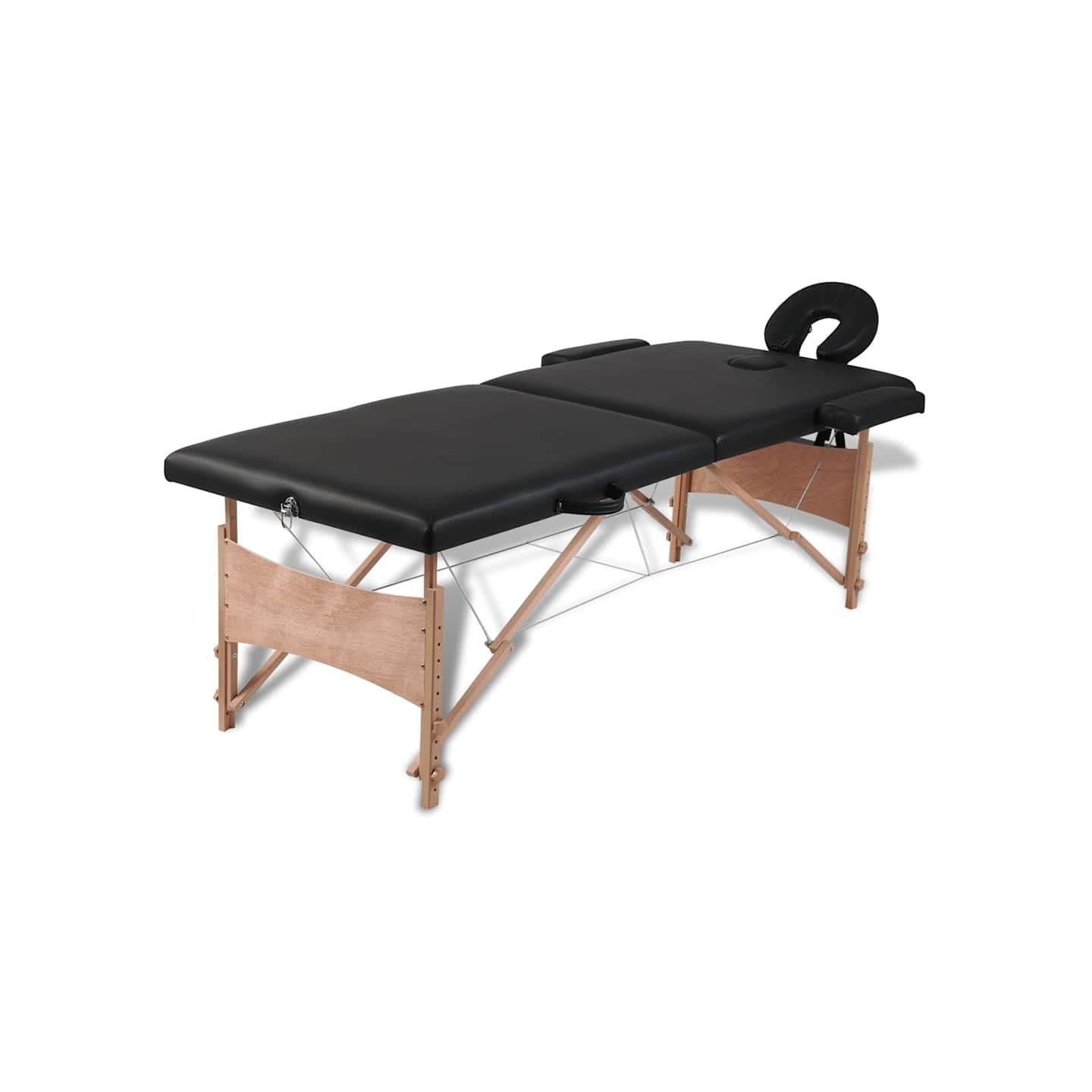 Table de massage pliable Noir 2 zones avec cadre en bois