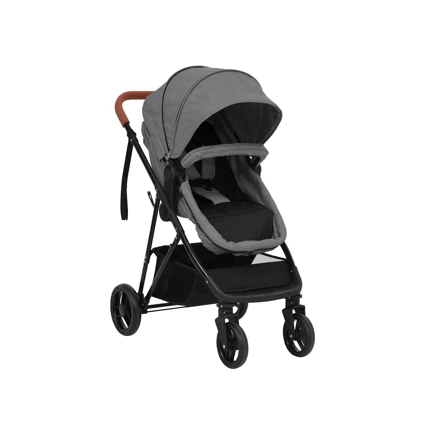 Poussette pour bébé 2-en-1 Gris clair et noir Acier