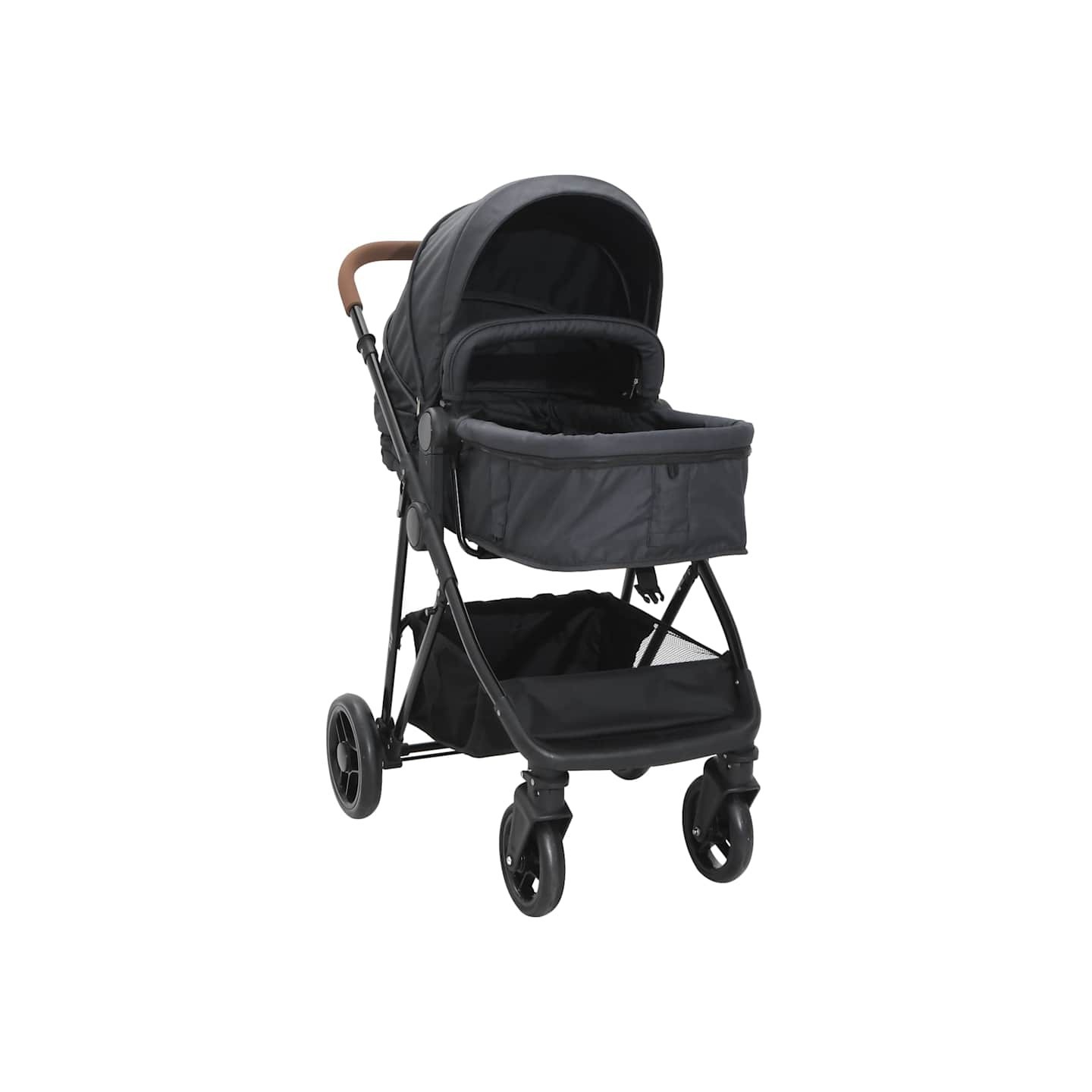 Poussette pour bébé 2-en-1 Anthracite et noir Acier