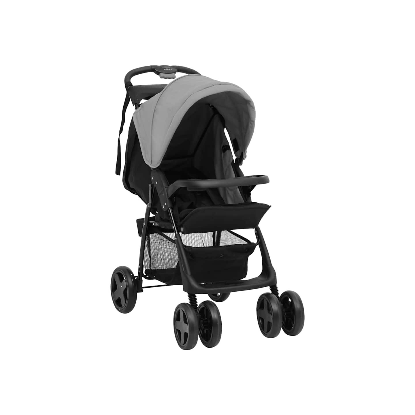 Poussette pour bébé 2-en-1 Gris clair et noir Acier
