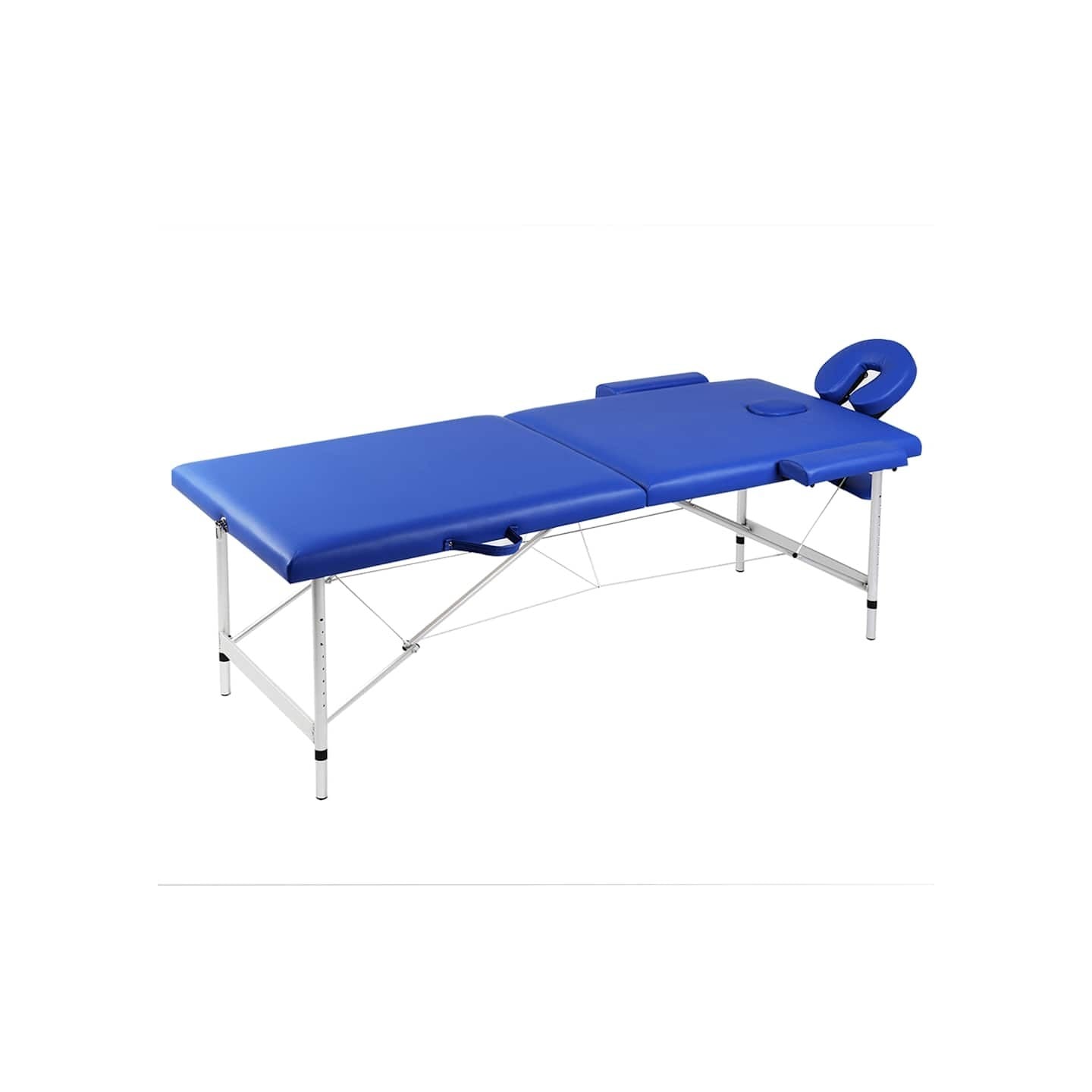 Table de massage pliable Bleu 2 zones avec cadre en aluminium
