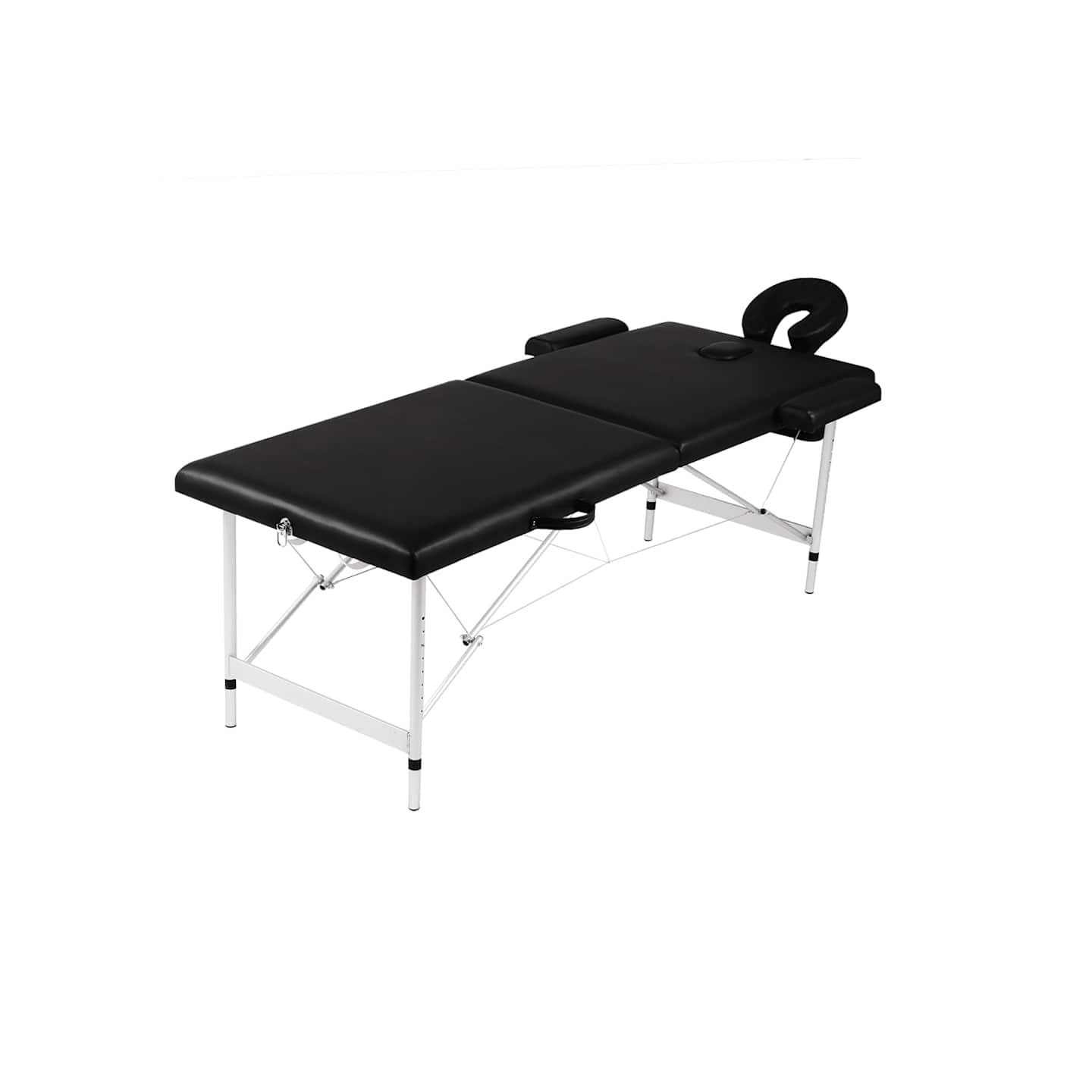Table de massage pliable Noir 2 zones avec cadre en aluminium