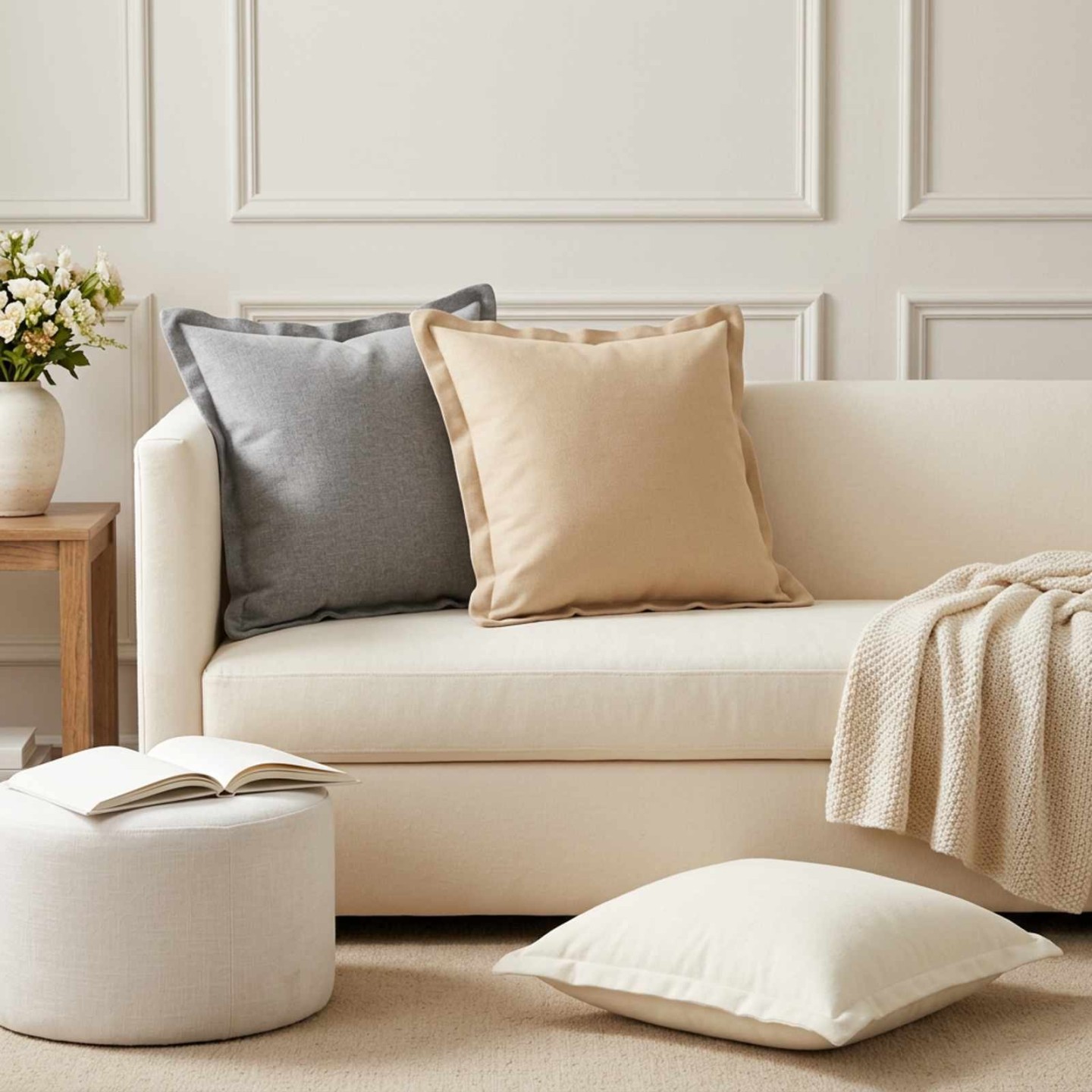 Coussin HOUTEN 2 pièces Gris nuage Lin synthétique