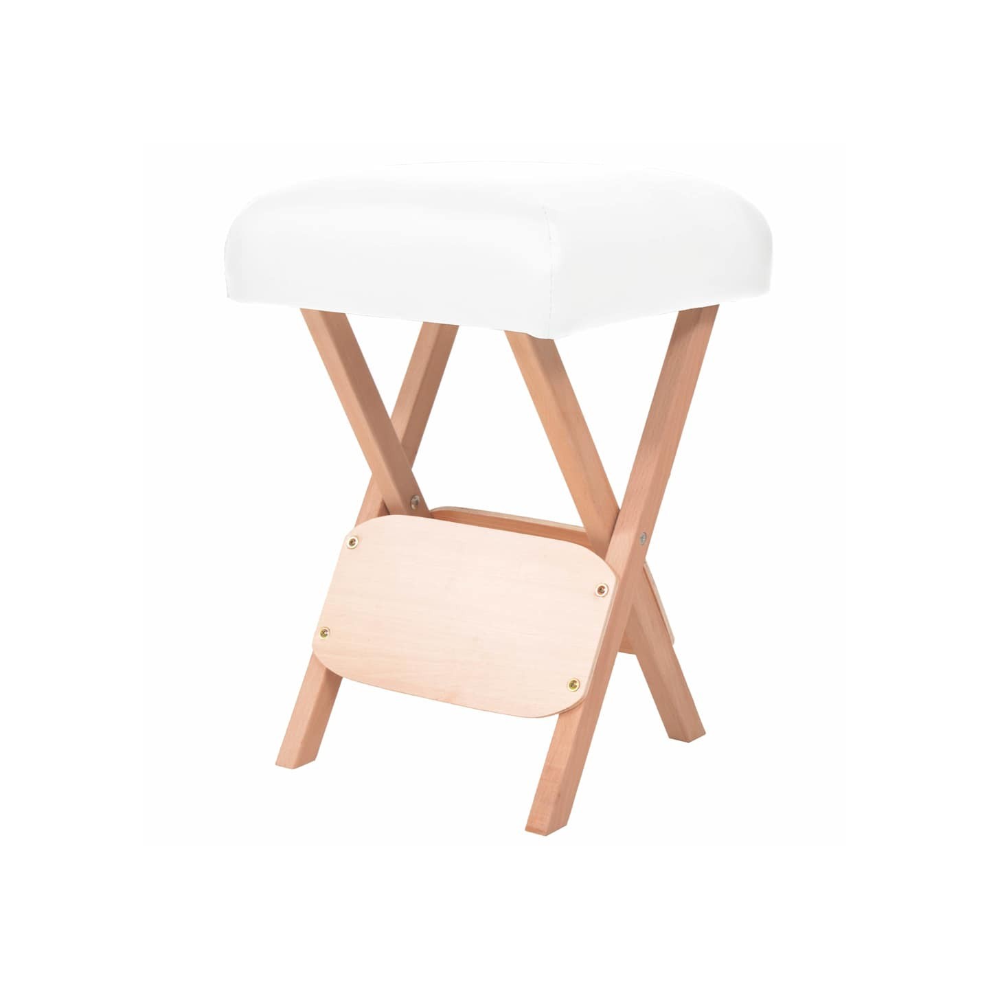 Tabouret de massage pliant avec siège 12 cm d'épaisseur Blanc