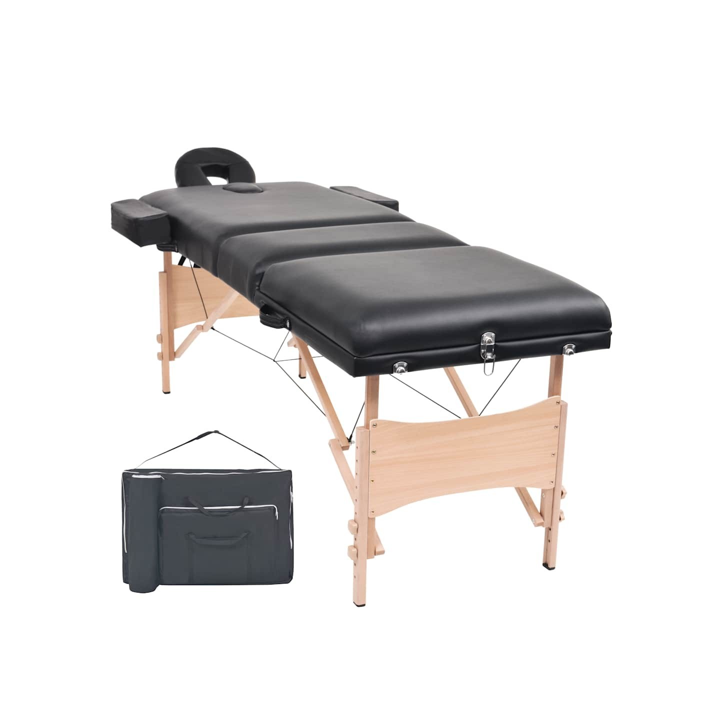 Table de massage pliable à 3 zones 10 cm d'épaisseur Noir