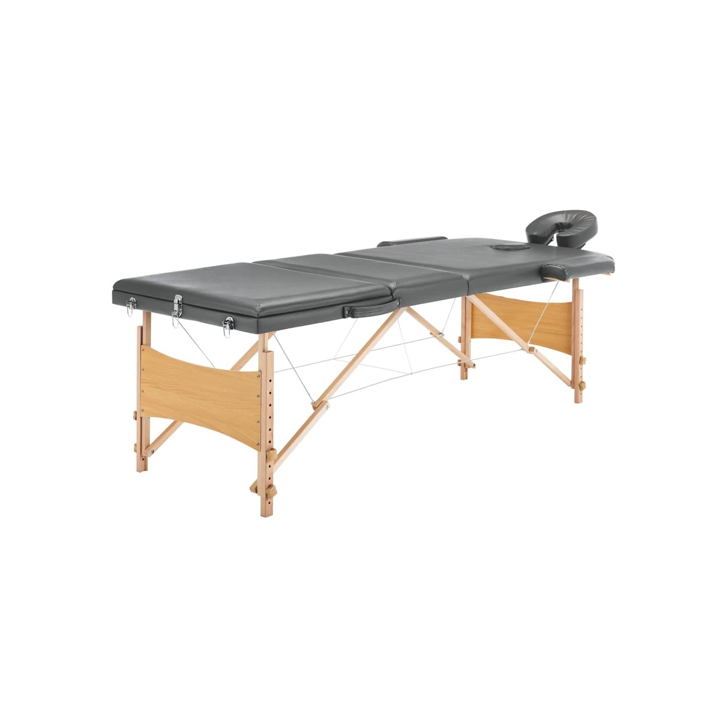 Table de massage avec 3 zones Cadre en bois Anthracite 186x68cm