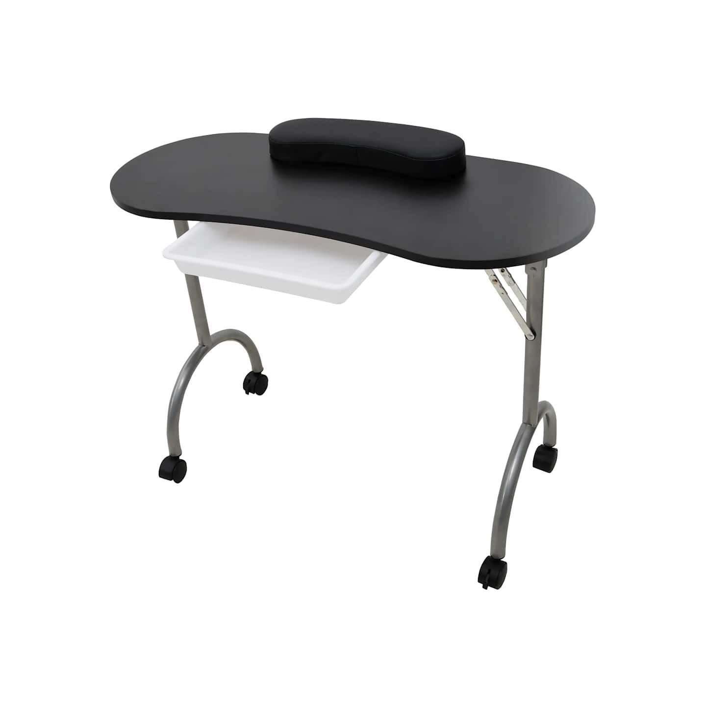 Table à manucure pliable avec roulettes Noir