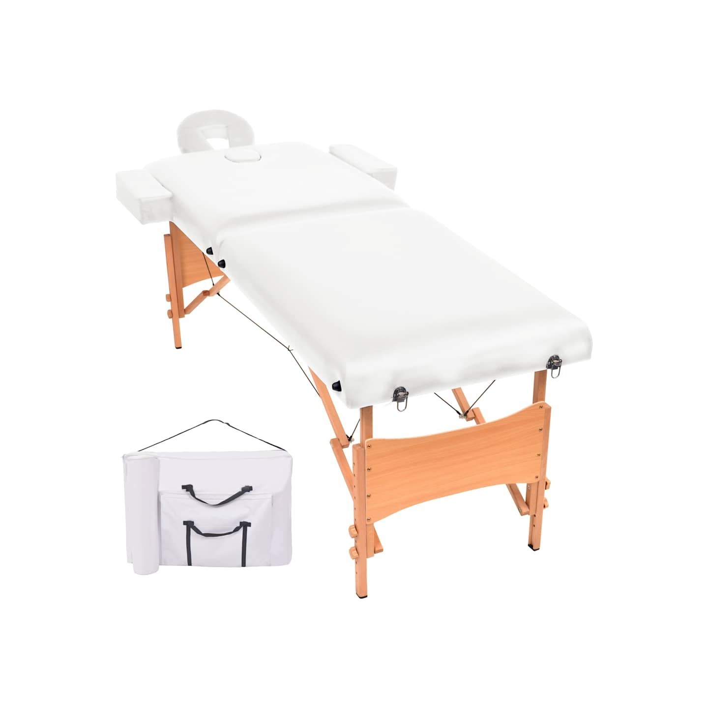 Table de massage pliable à 2 zones 10 cm d'épaisseur Blanc