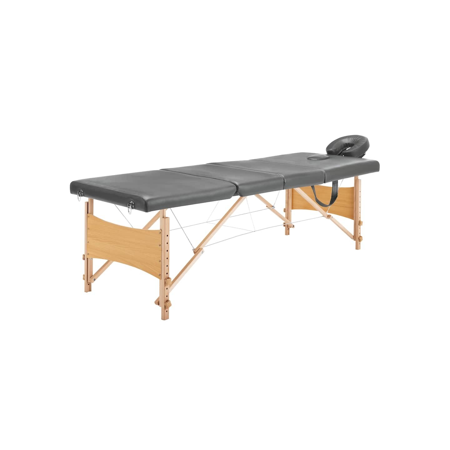 Table de massage avec 4 zones Cadre en bois Anthracite 186x68cm
