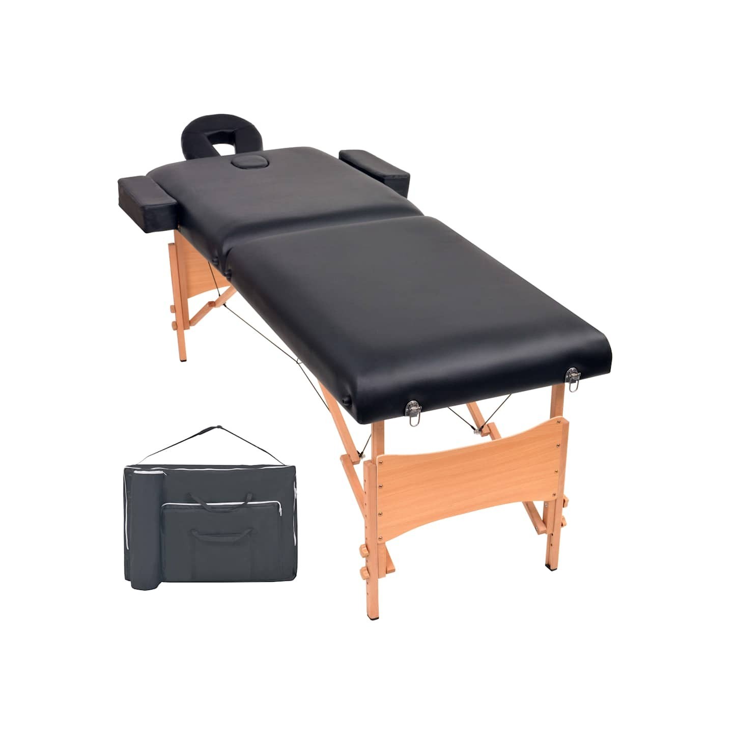 Table de massage pliable à 2 zones 10 cm d'épaisseur Noir