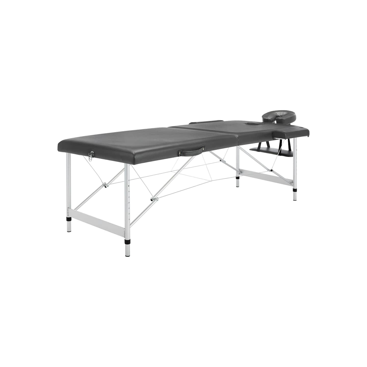 Table de massage 2 zones Cadre en aluminium Anthracite 186x68cm