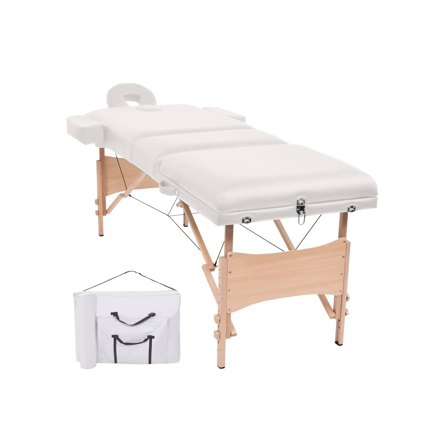 Table de massage pliable à 3 zones 10 cm d'épaisseur Blanc
