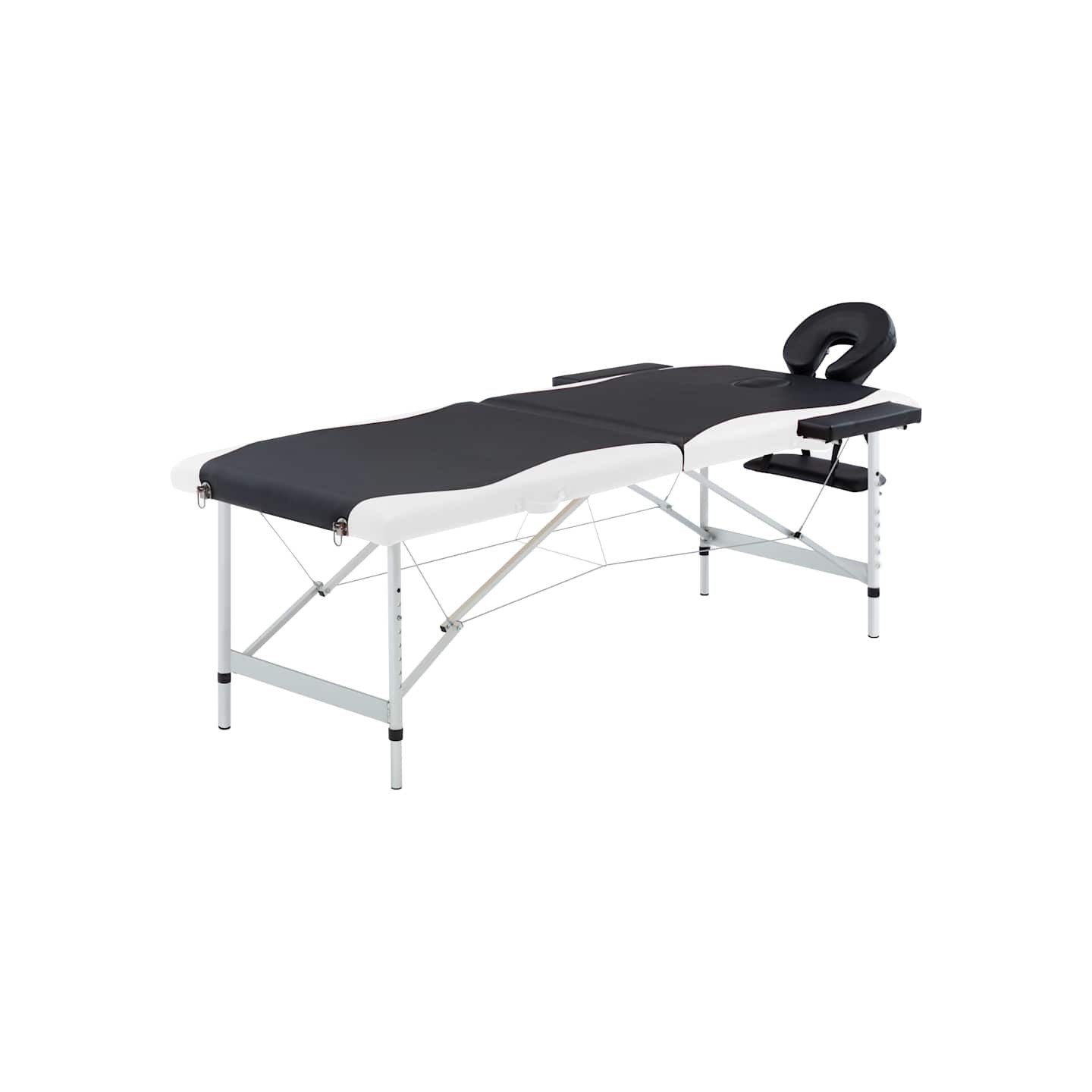 Table de massage pliable 2 zones Aluminium Noir et blanc