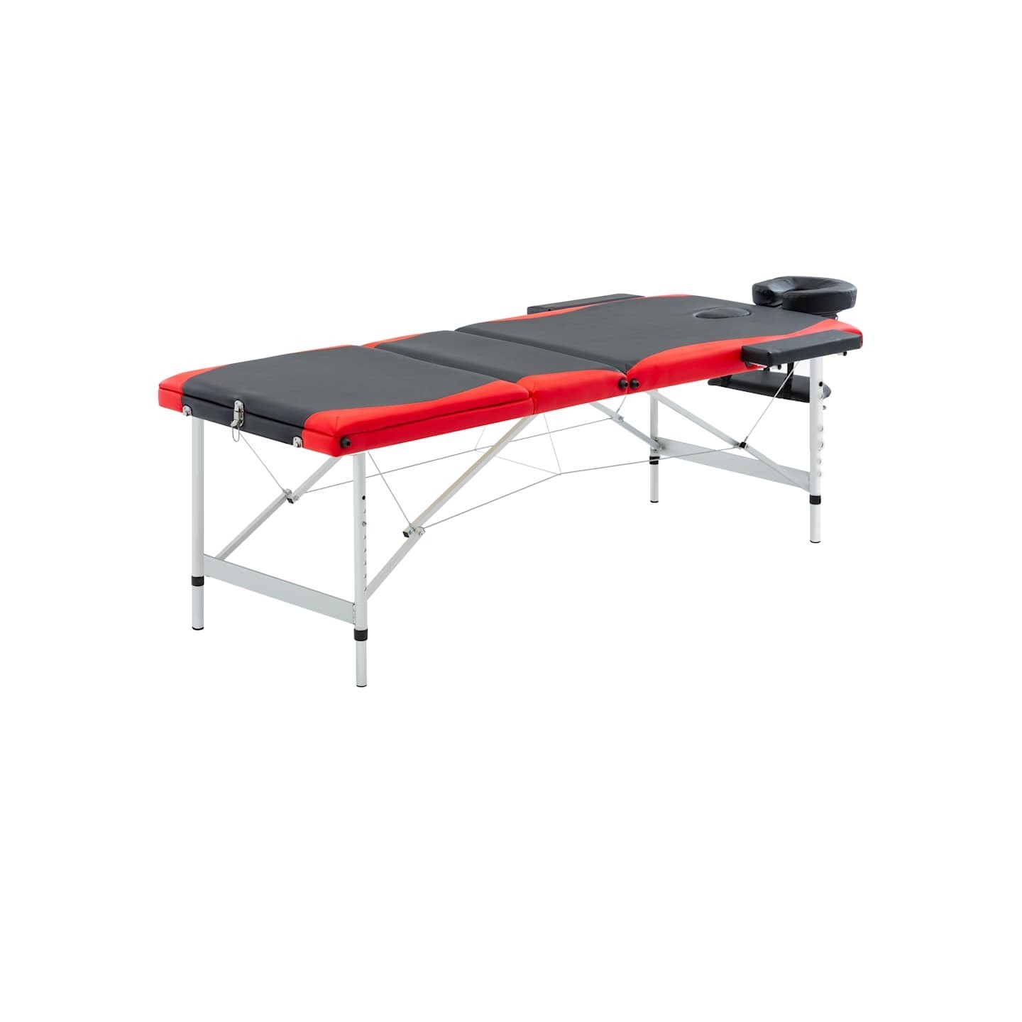 Table de massage pliable 3 zones Aluminium Noir et rouge