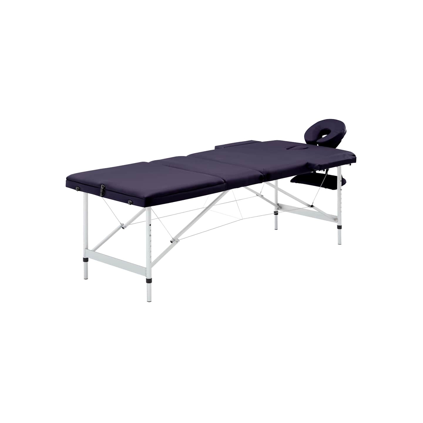 Table de massage pliable 3 zones Aluminium Violet