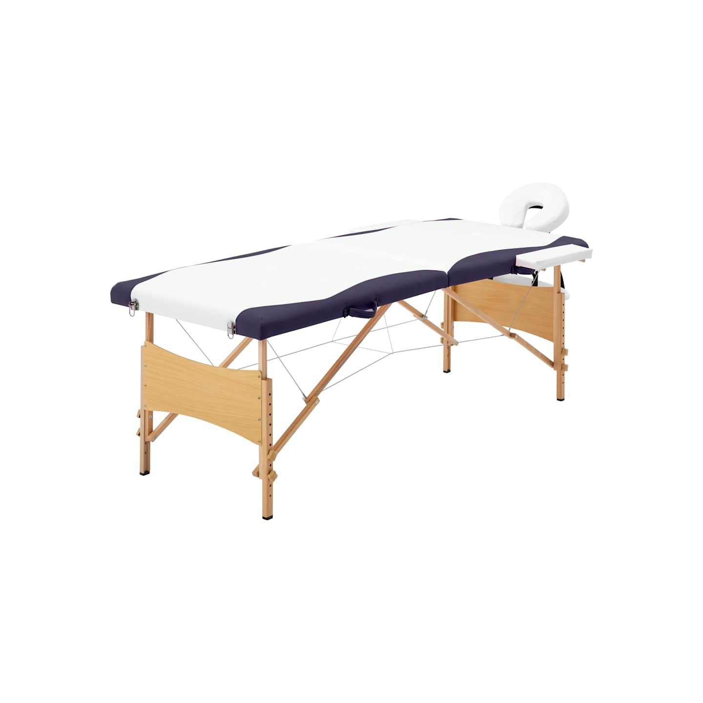 Table de massage pliable 2 zones Bois Blanc et violet
