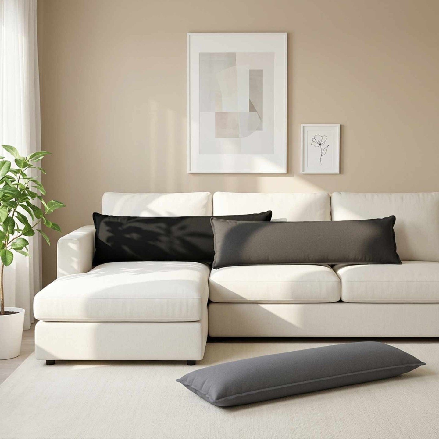 Coussin HOUTEN Gris foncé 40 x 145 cm Lin synthétique