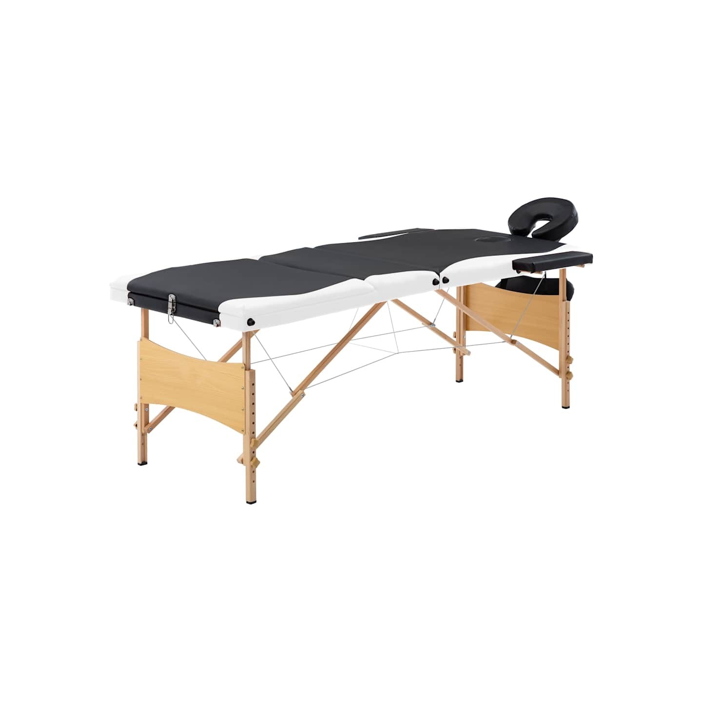 Table de massage pliable 3 zones Bois Noir et blanc