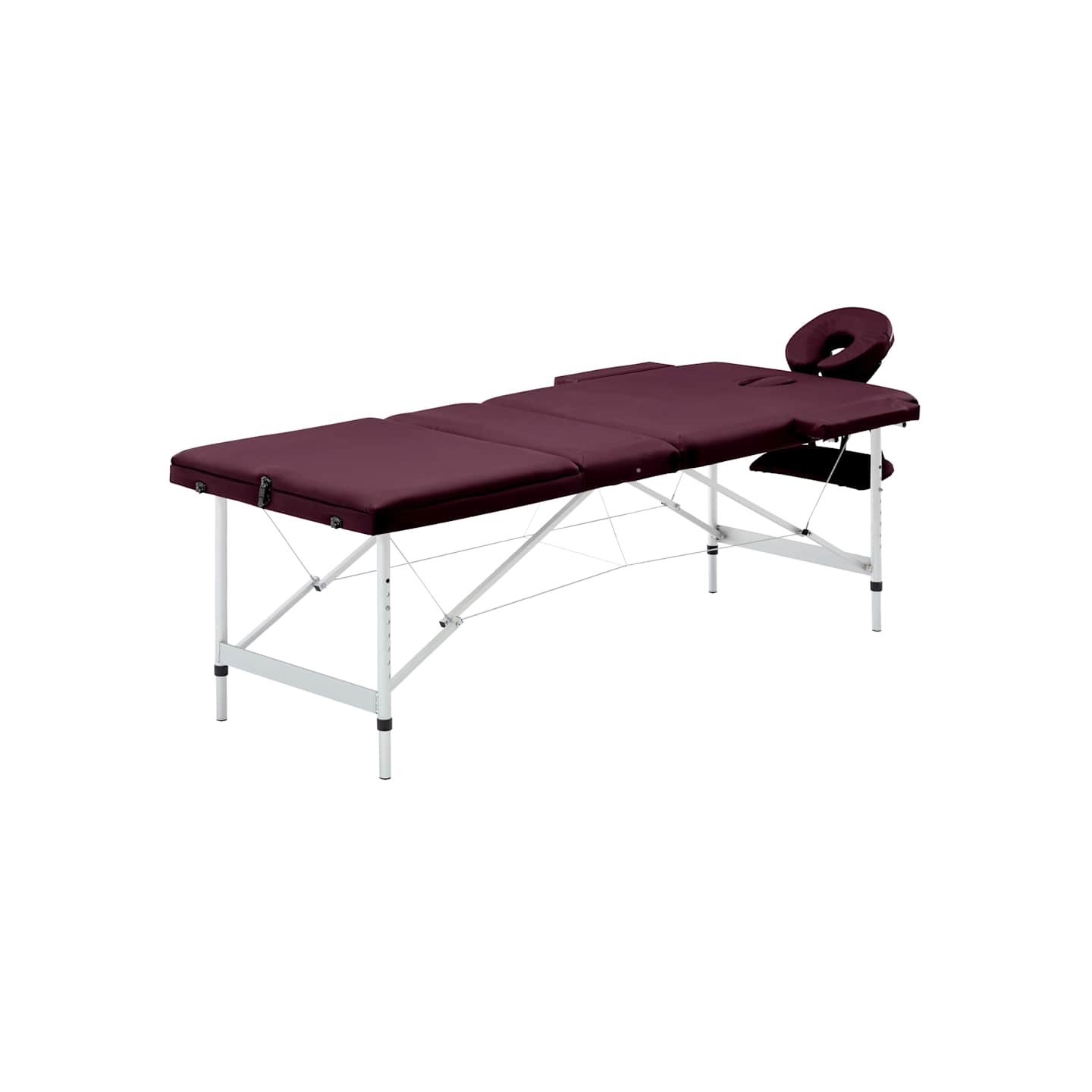 Table de massage pliable 3 zones Aluminium Violet vin