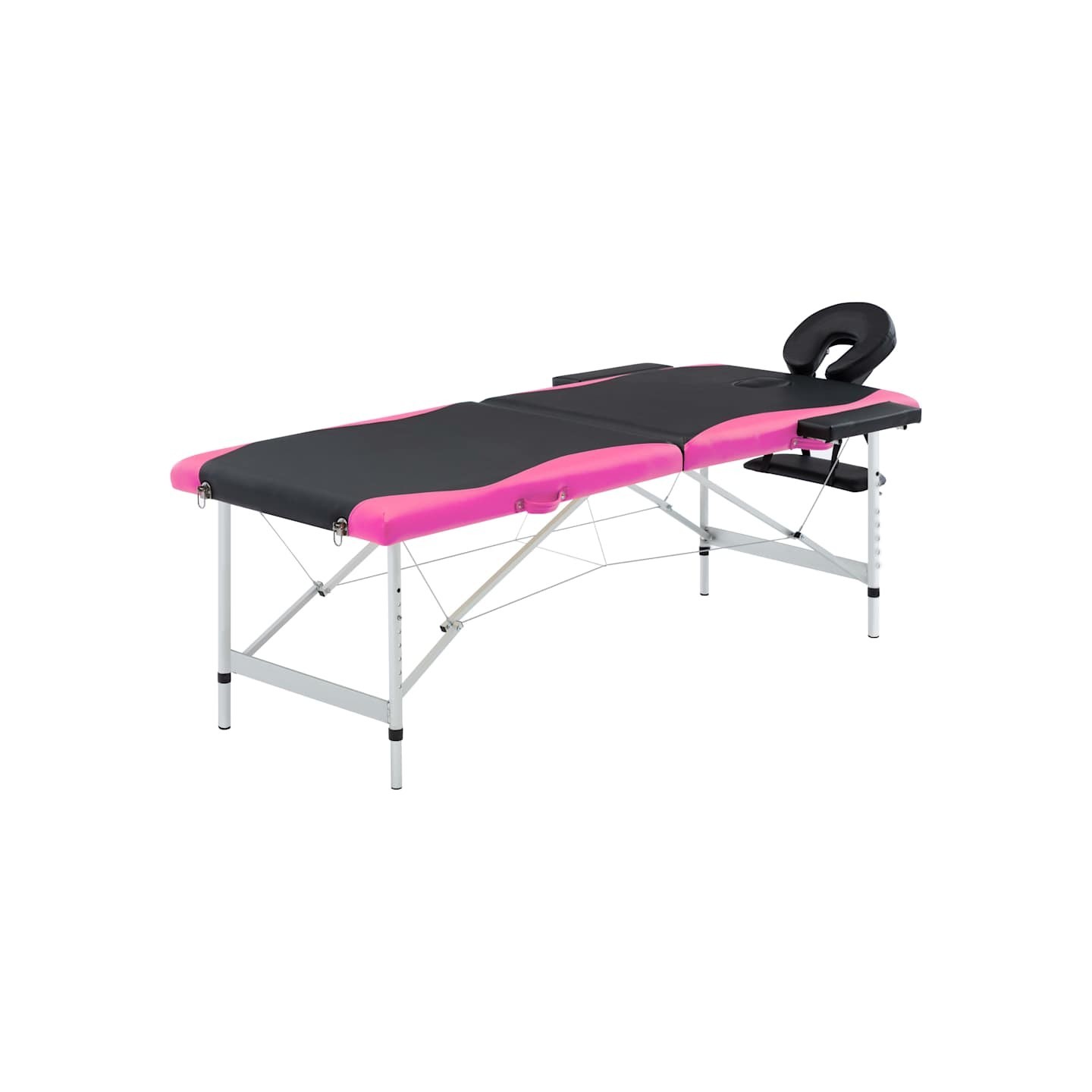 Table de massage pliable 2 zones Aluminium Noir et rose