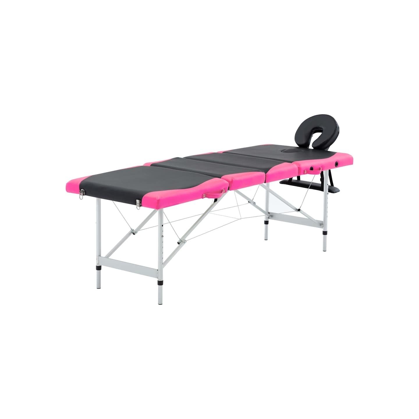 Table de massage pliable 4 zones Aluminium Noir et rose