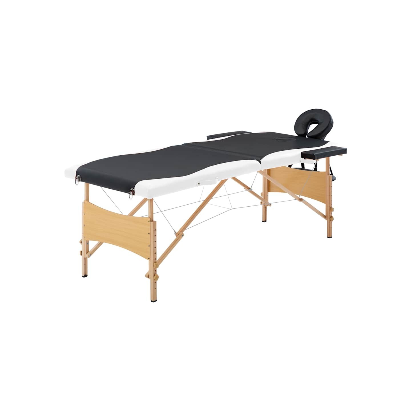 Table de massage pliable 2 zones Bois Noir et blanc