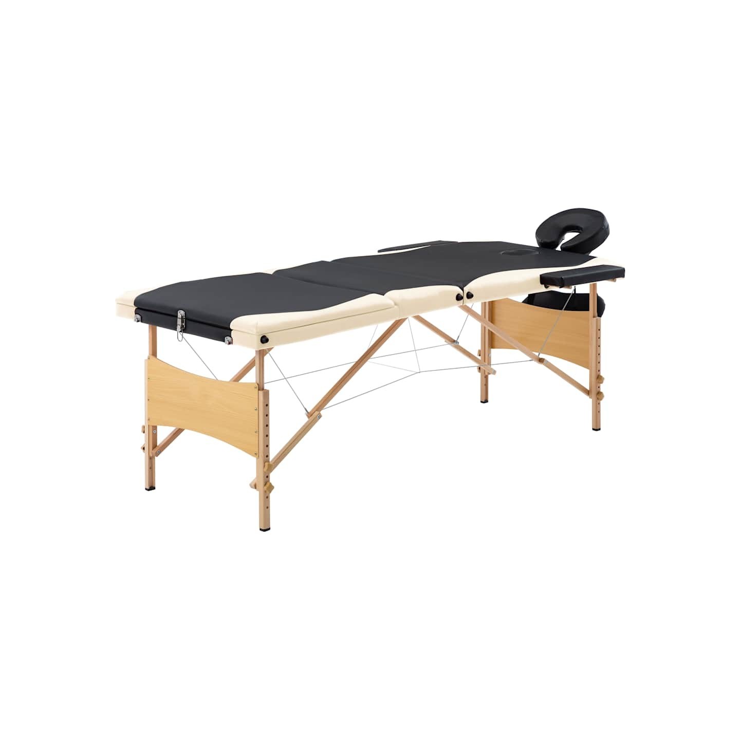 Table de massage pliable 3 zones Bois Noir et beige