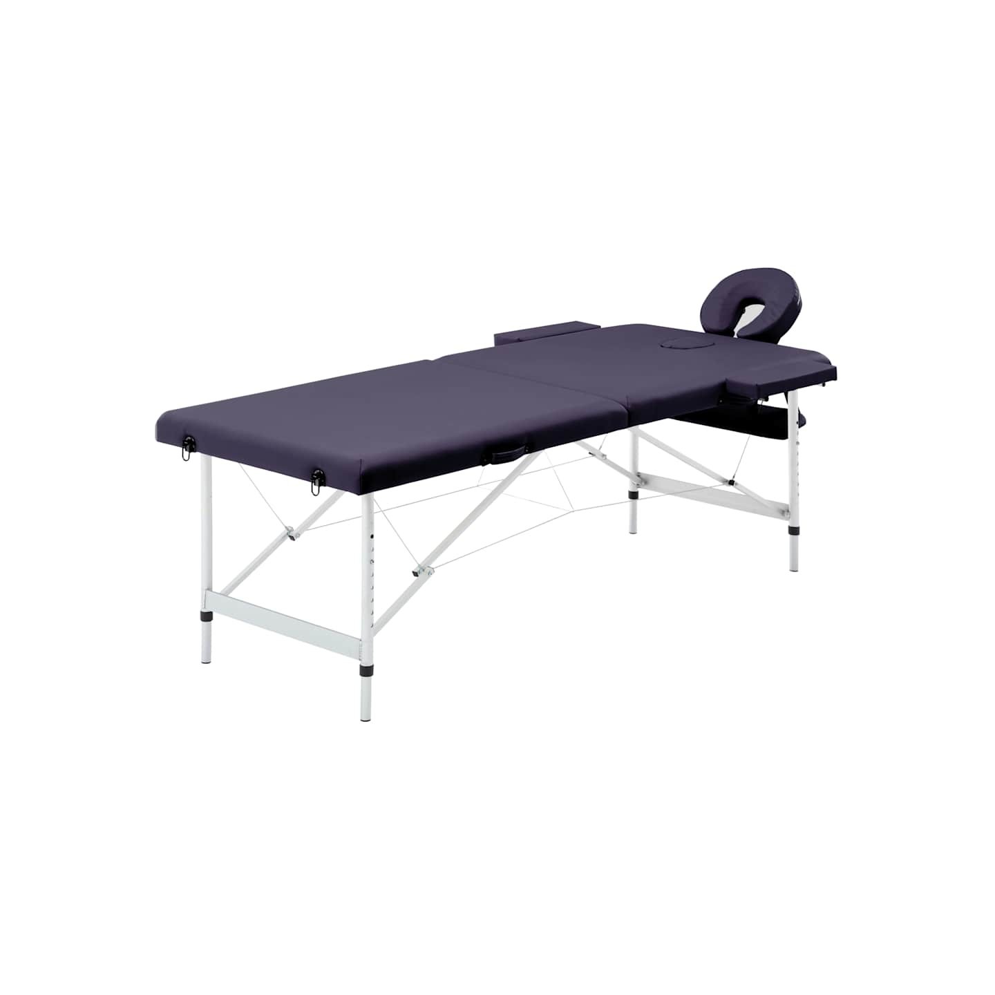 Table de massage pliable 2 zones Aluminium Violet