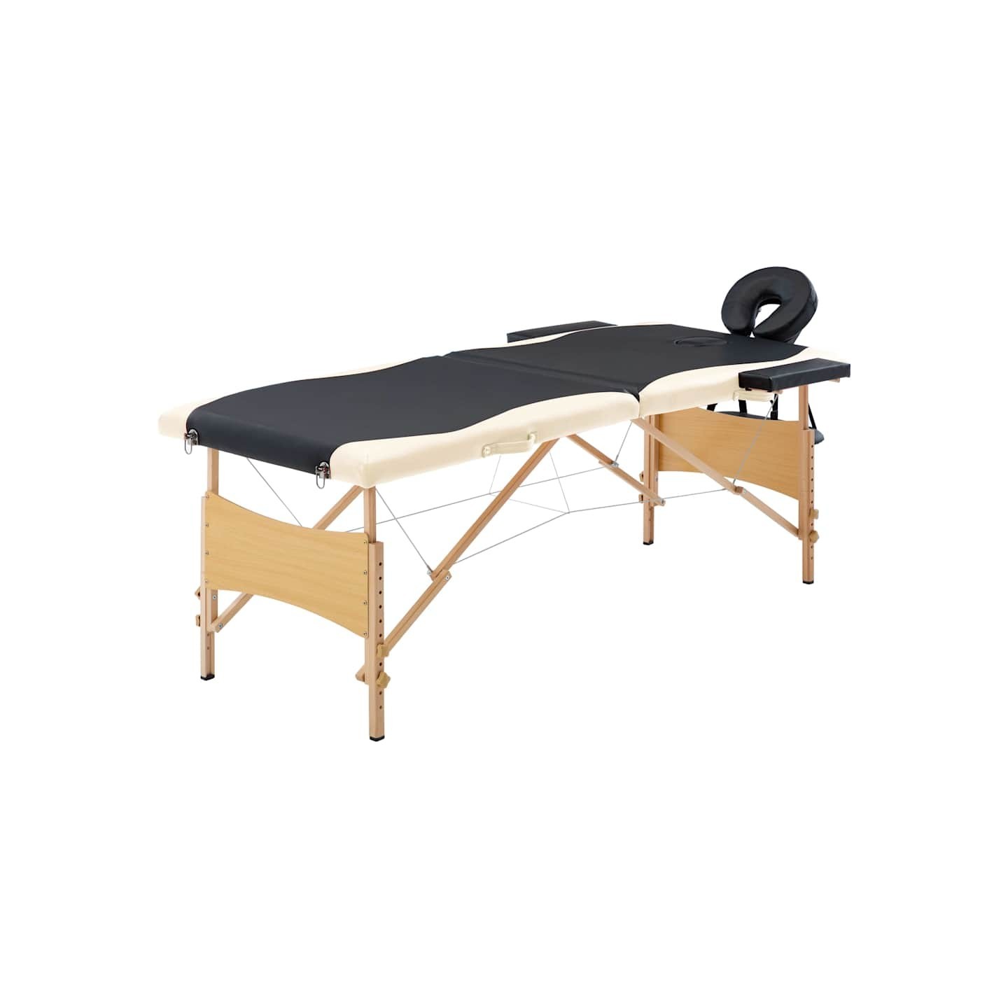 Table de massage pliable 2 zones Bois Noir et beige