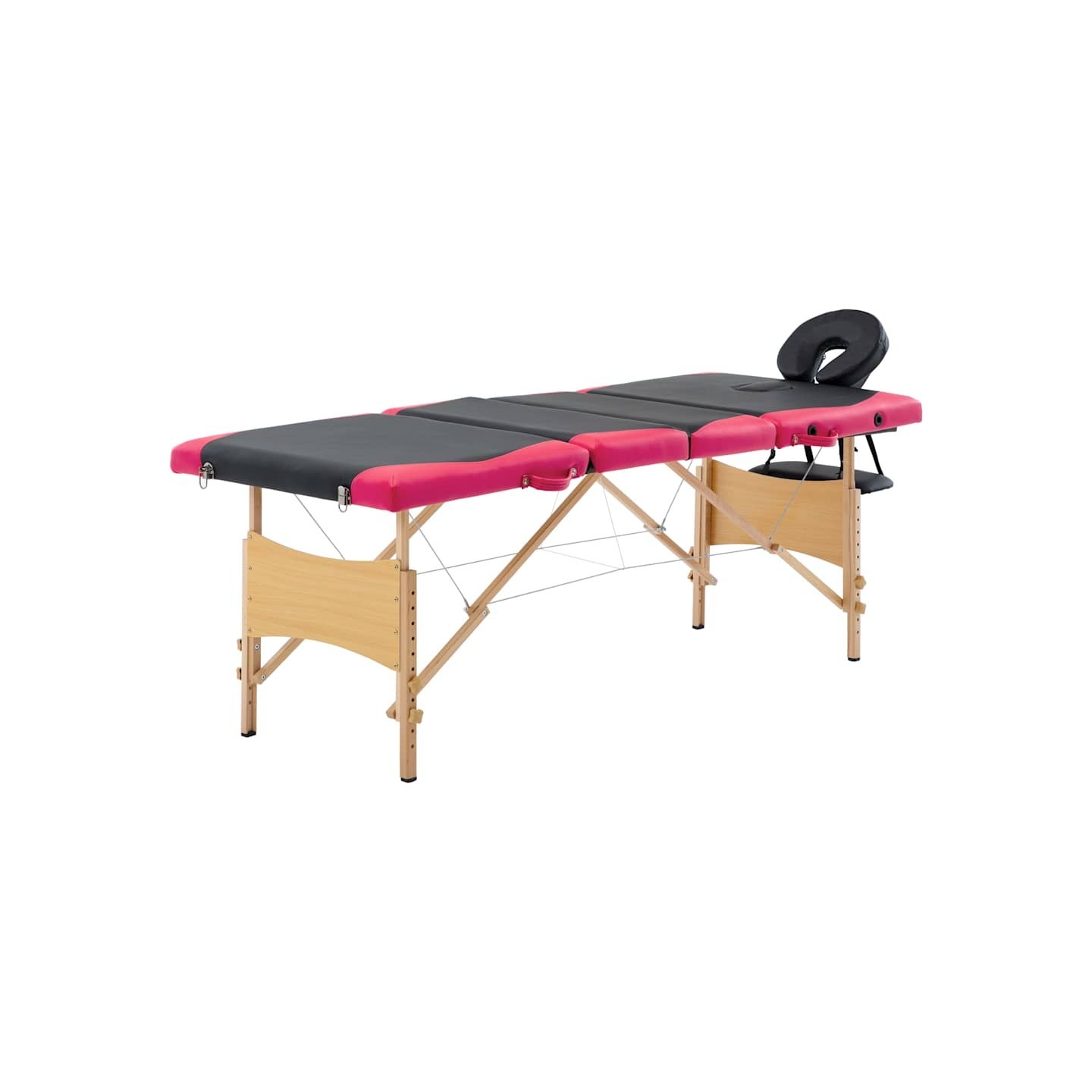 Table de massage pliable 4 zones Bois Noir et rose