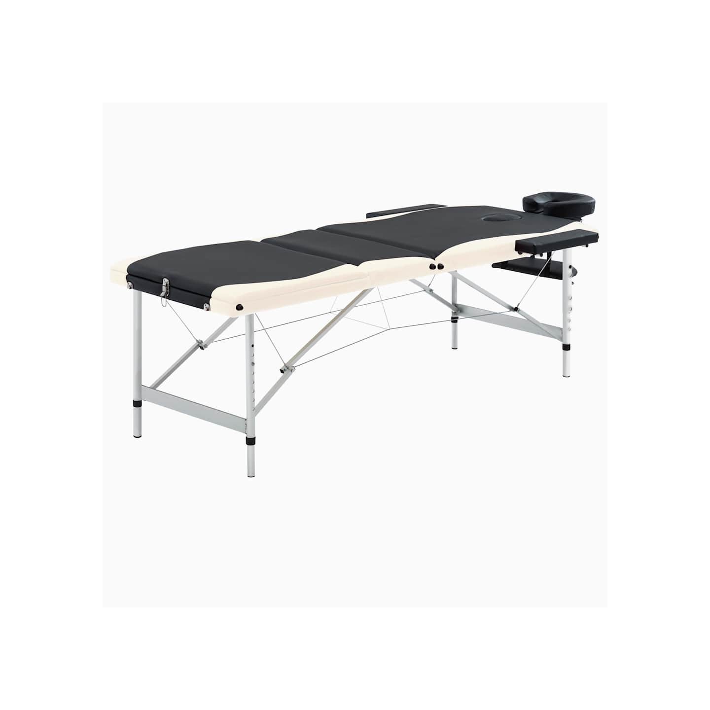 Table de massage pliable 3 zones Aluminium Noir et beige