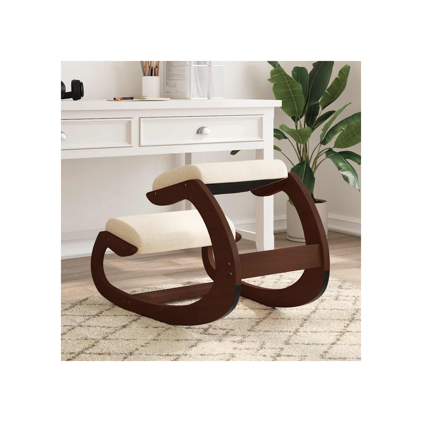 Chaise assis-genoux crème 55x84x55 cm contreplaqué de bouleau