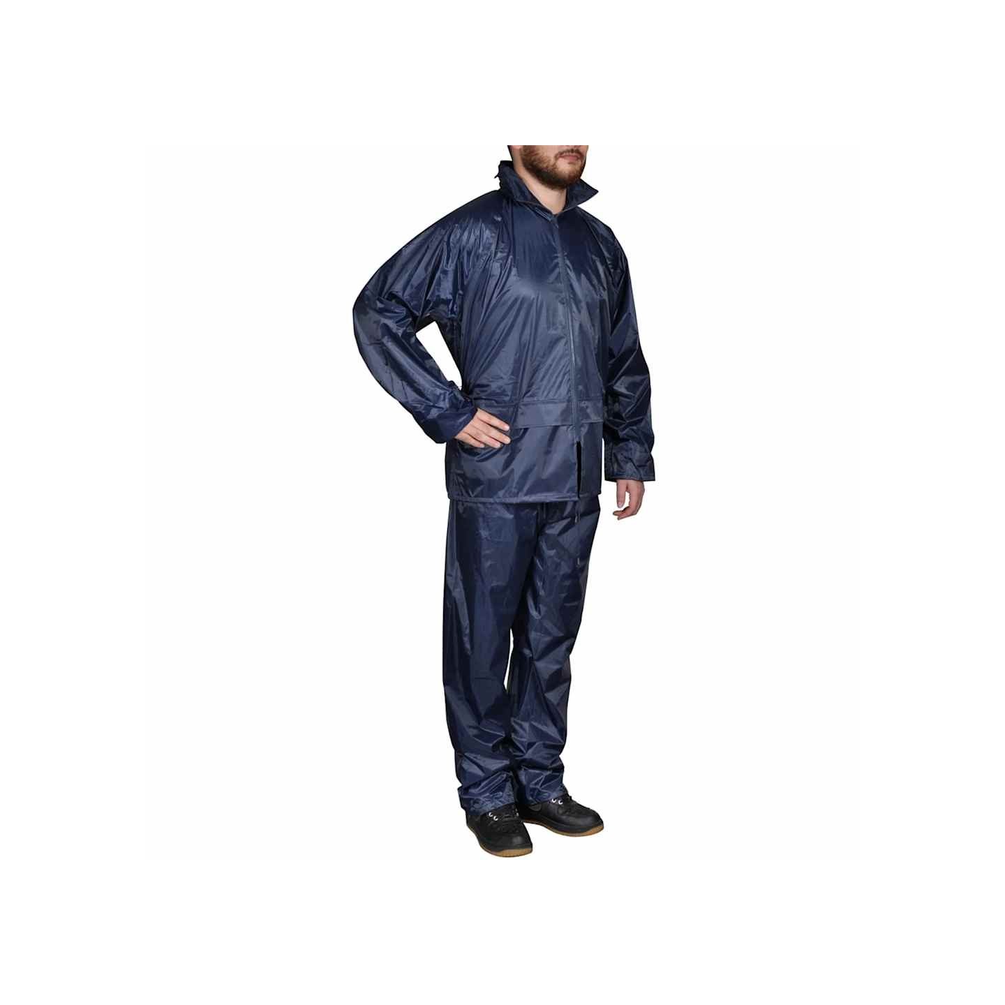 Combinaison de pluie avec capuche 2 pcs Hommes Bleu marine XL