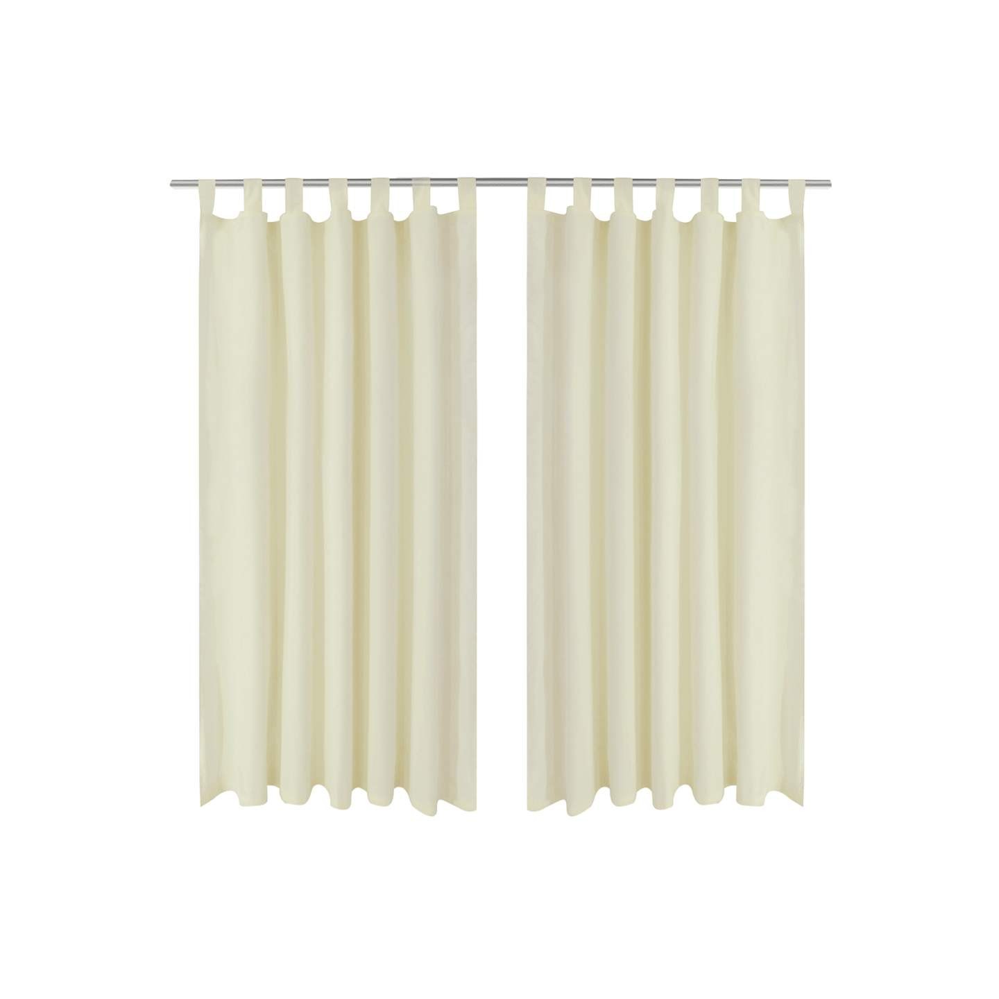 2 pcs Rideau à Passant Micro Satin Crème 140 x 245 cm