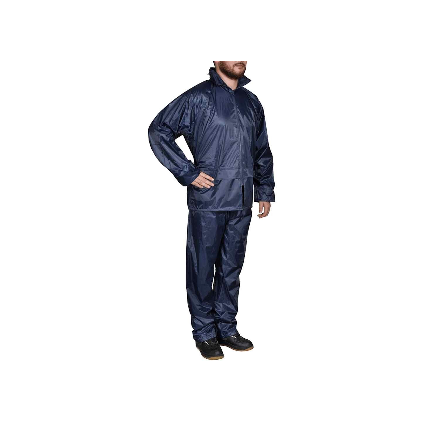 Combinaison de pluie avec capuche 2 pièces Bleu marine XXL