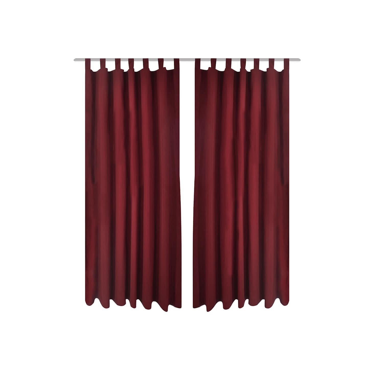 2 pcs Rideau à Passant Micro Satin Bordeaux 140 x 175 cm