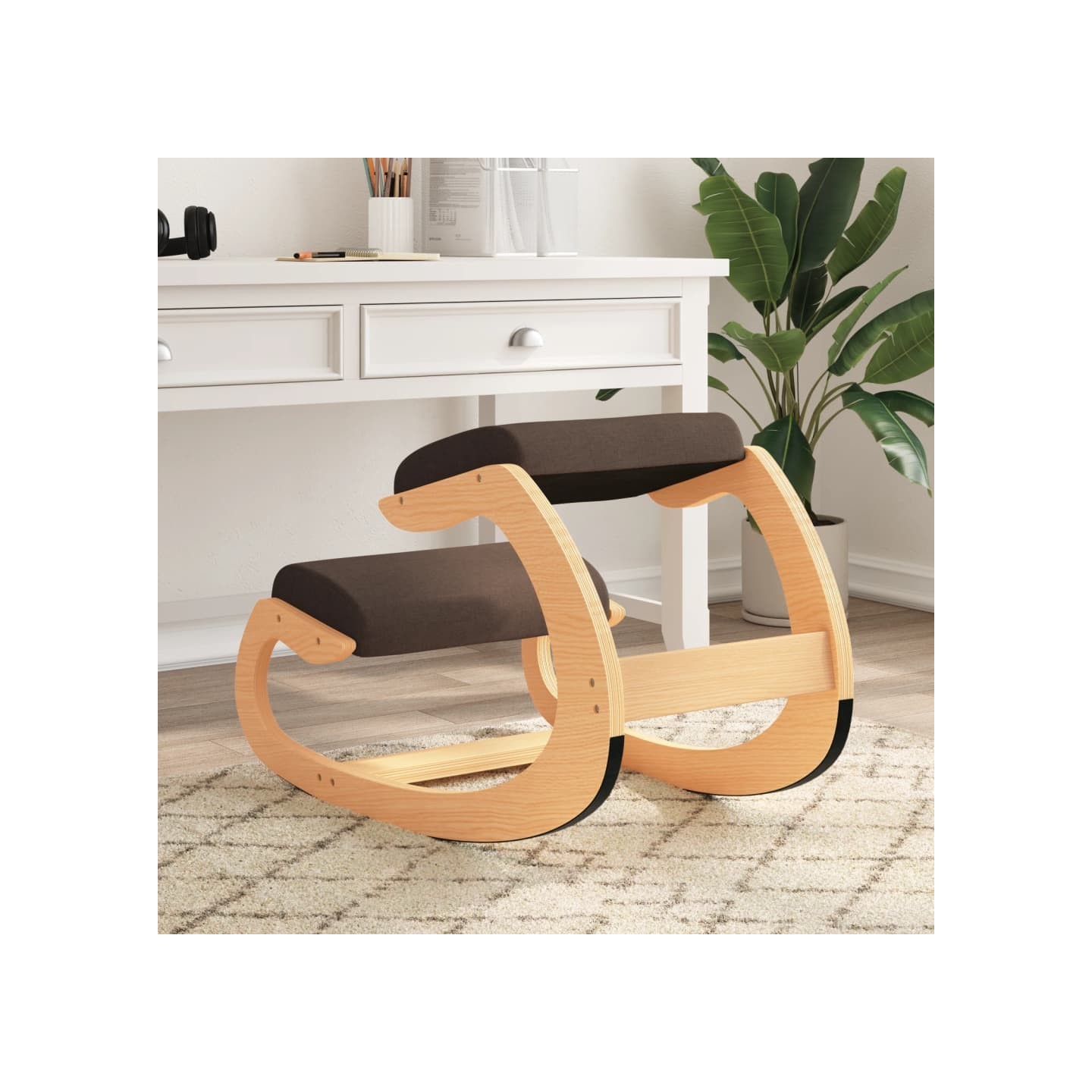 Chaise assis-genoux marron 55x84x55 cm contreplaqué de bouleau