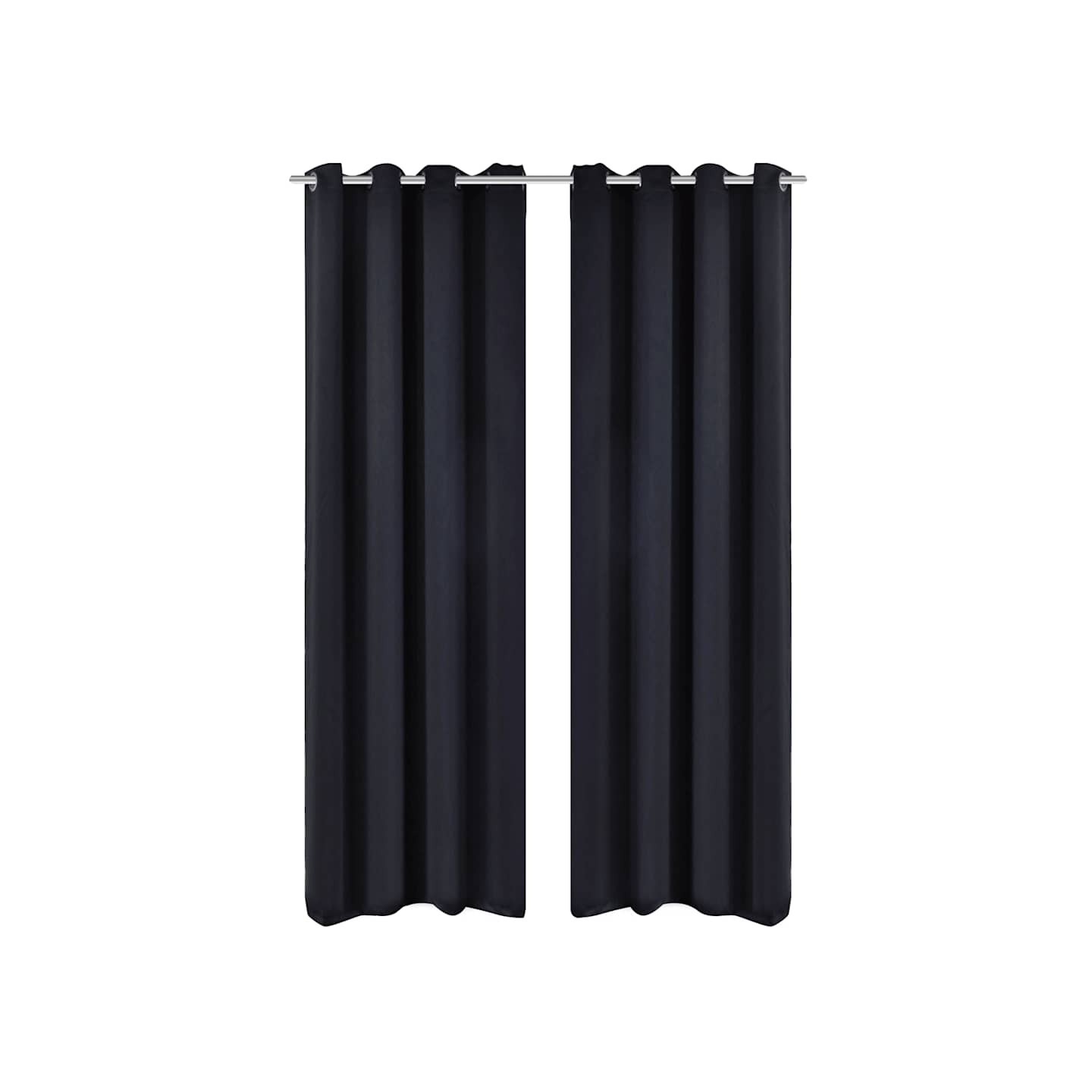 2 pcs Rideau Blackout Occultant Noir avec Œillets en métal 135x245cm