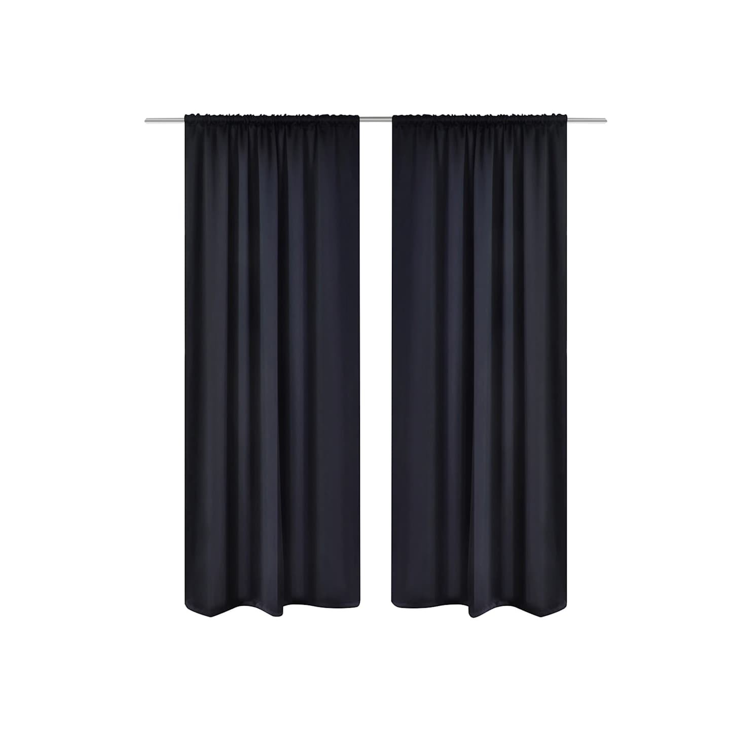 2 pcs Rideau Blackout Occultant Noir Tête à Fente 135 x 245 cm