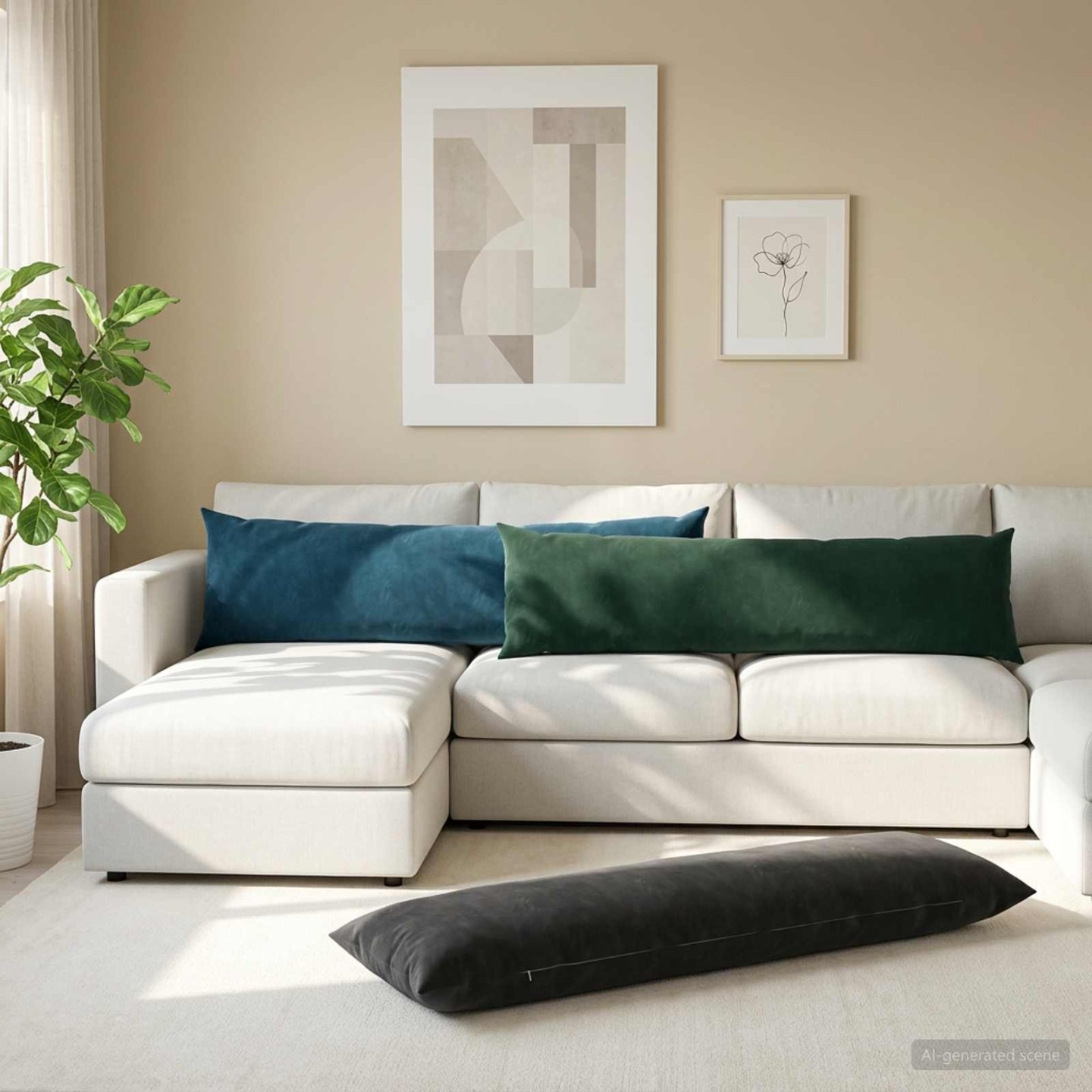 Coussin avec oreiller HEERLEN Noir 40 x 145 cm Velours