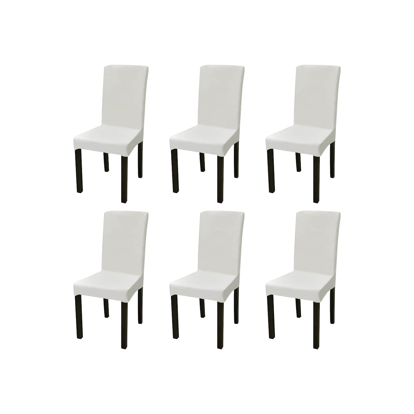 Housses de chaise élastiques droites 6 pcs Crème