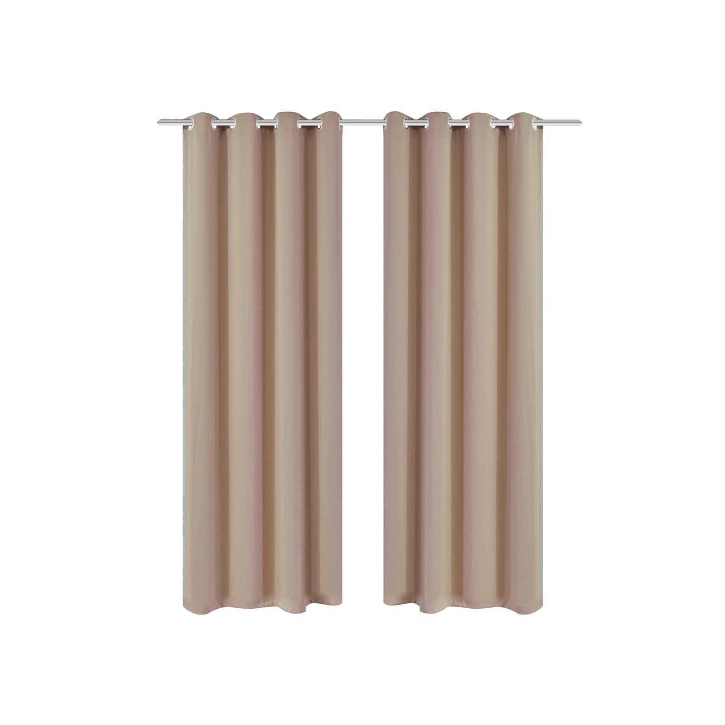 2 pcs Rideau Blackout Occultant Crème avec Œillets 135x245cm