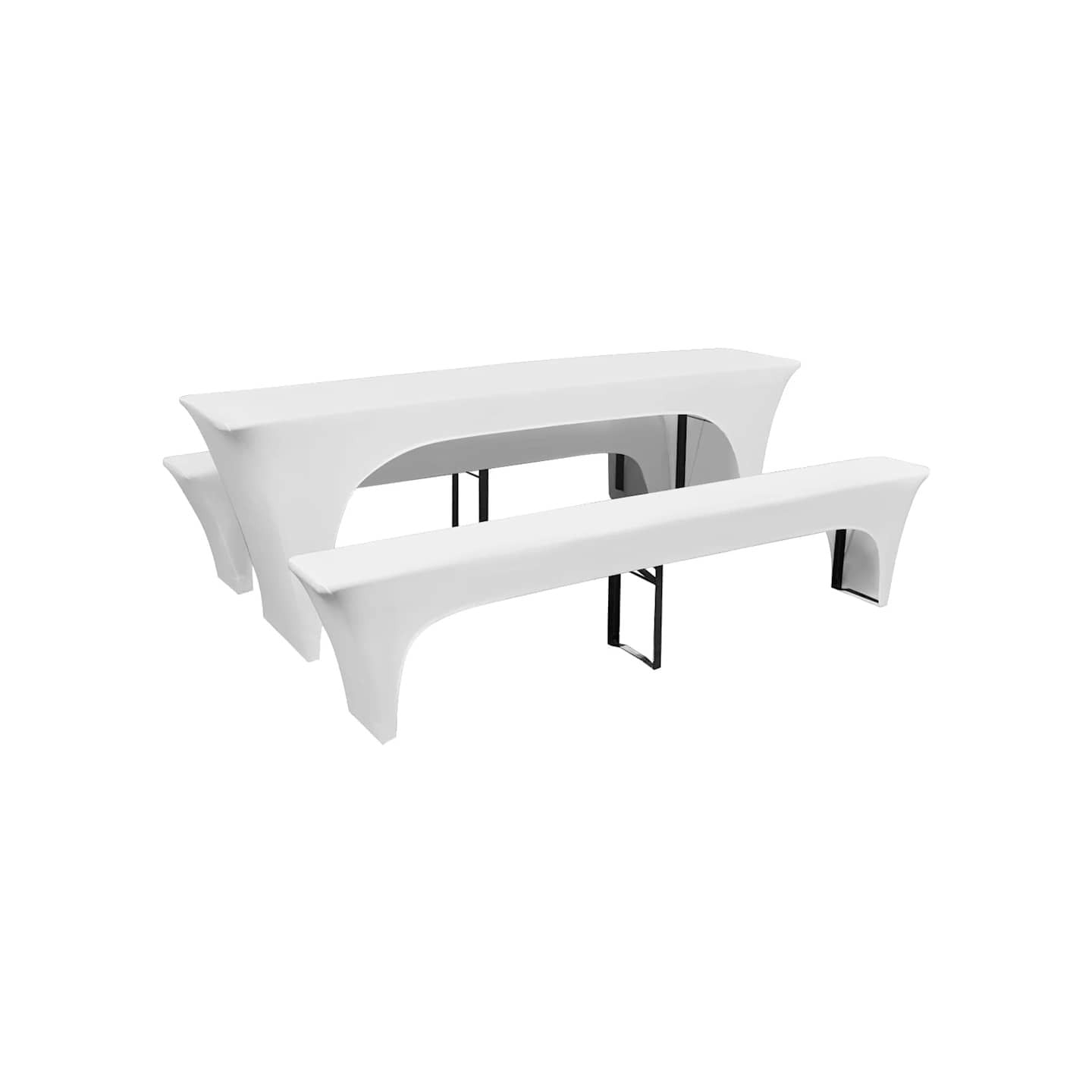 Housses de table et bancs Extensibles 3 pcs Blanc 220x70x80 cm