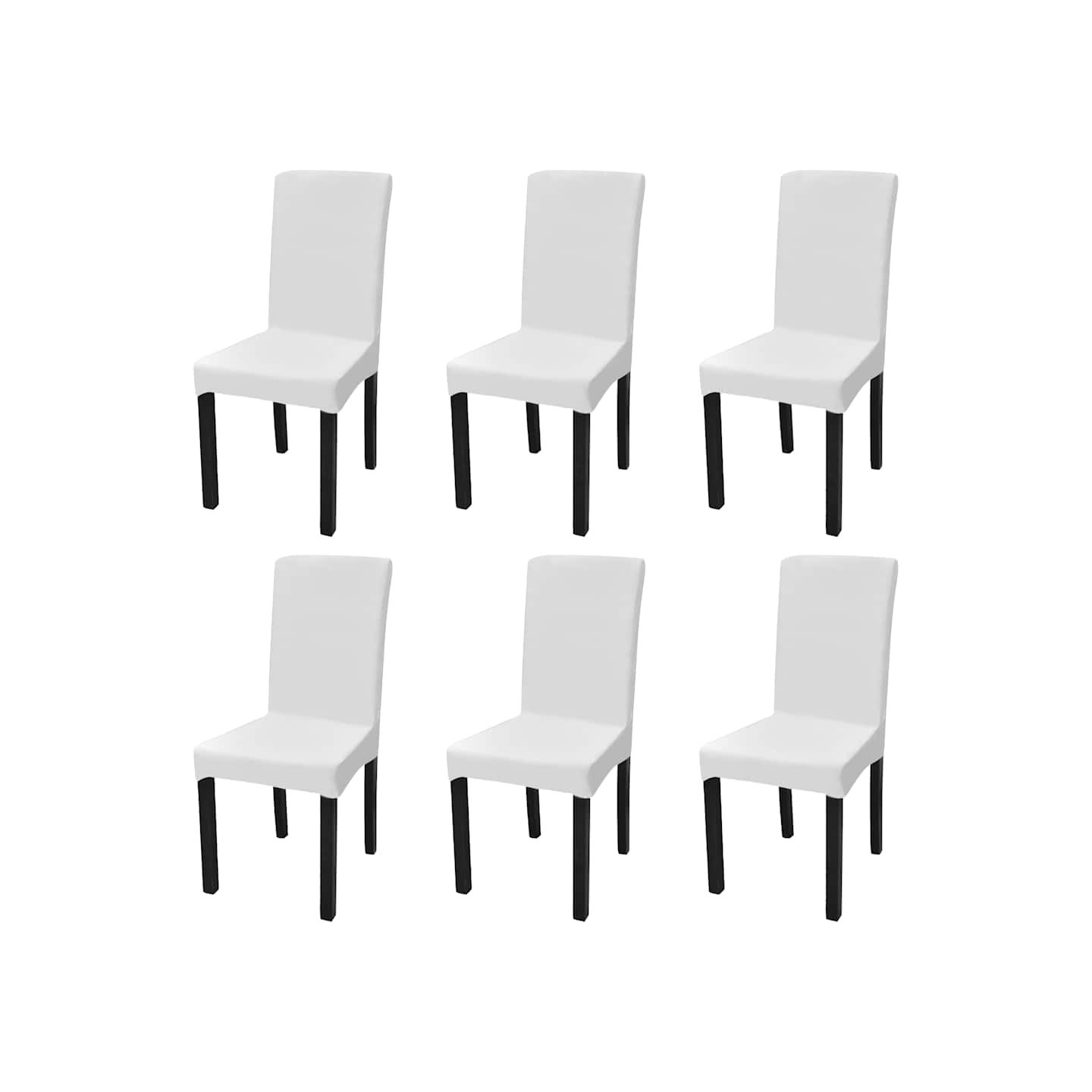 Housses extensibles de chaise 6 pcs Blanc