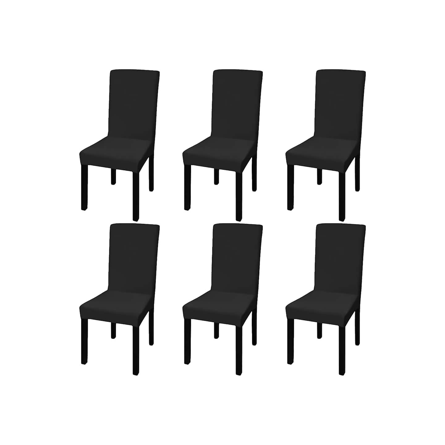 Housses extensibles de chaise 6 pcs Noir