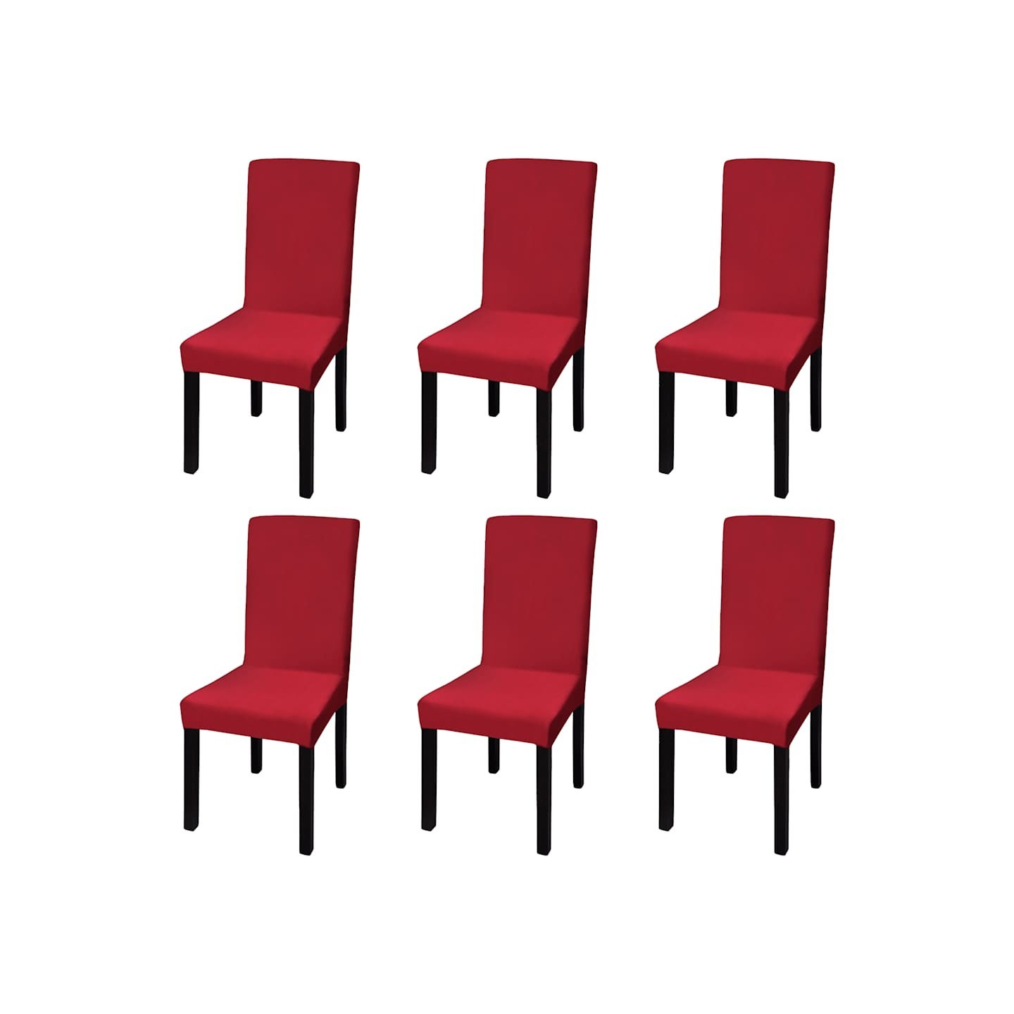 Housses de chaise élastiques droites 6 pcs Bordeaux