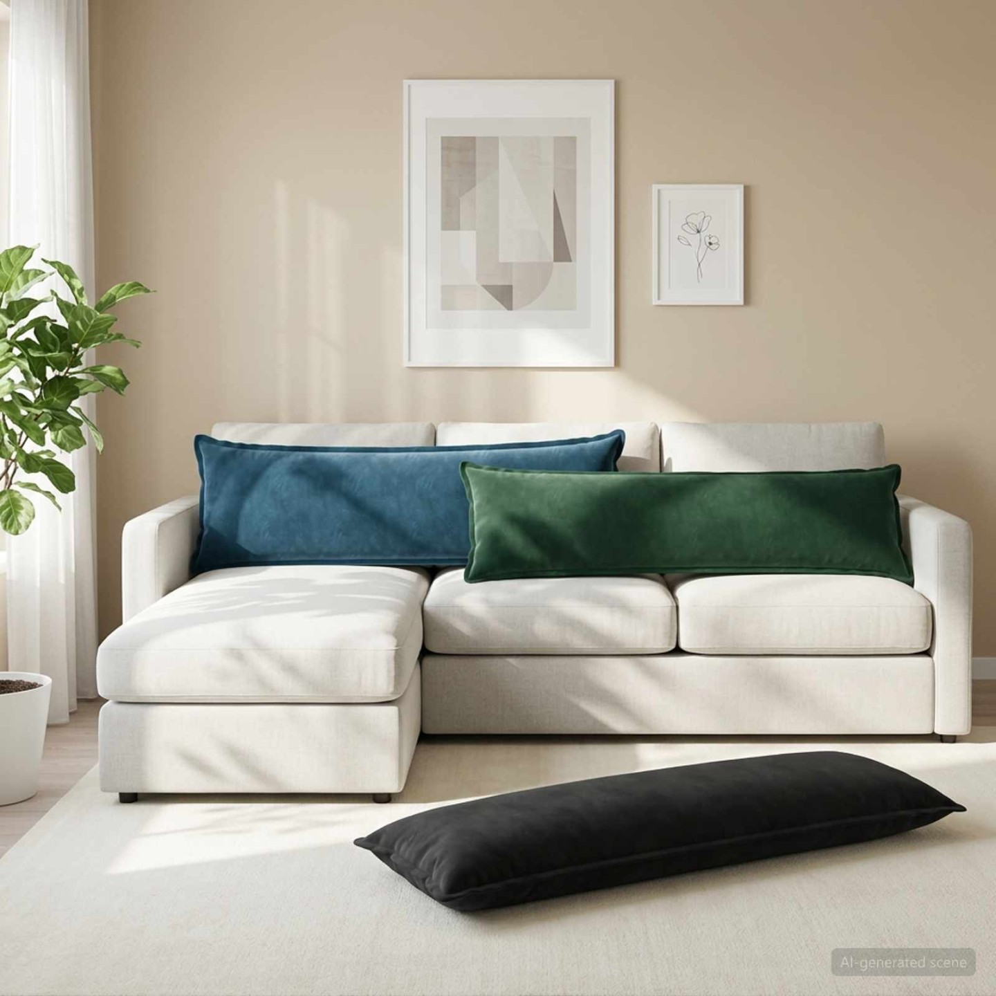 Coussin avec oreiller HOUTEN Noir 40 x 145 cm Fløjl