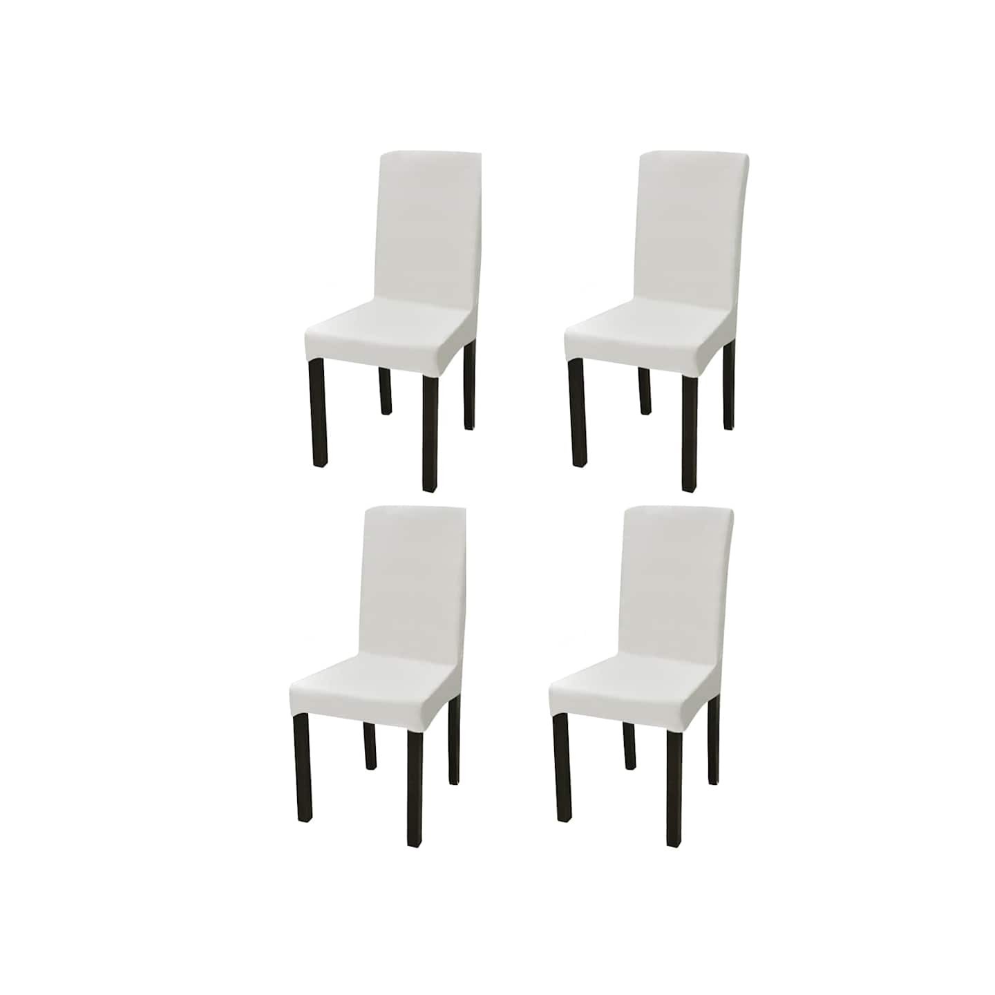 Housse de chaise droite extensible 4 pcs Crème