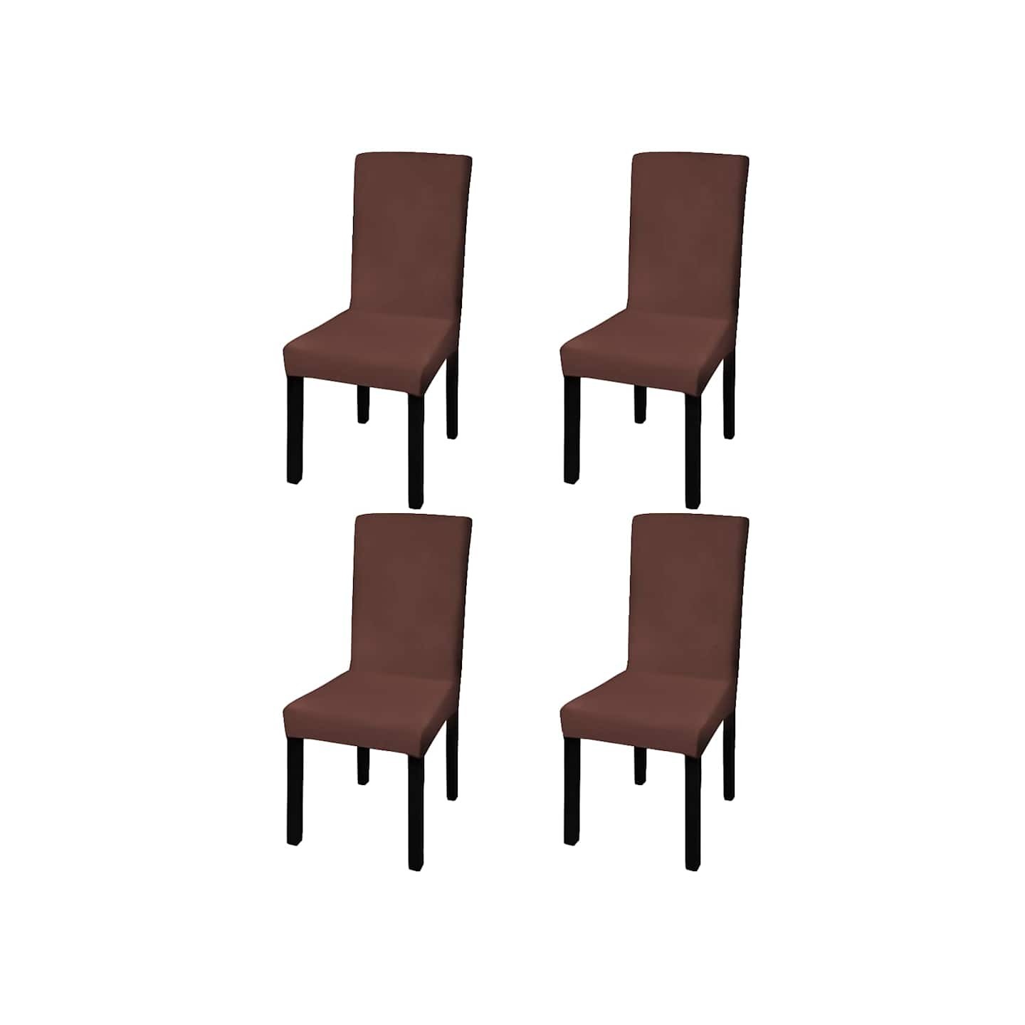 Housse de chaise droite extensible 4 pcs marron