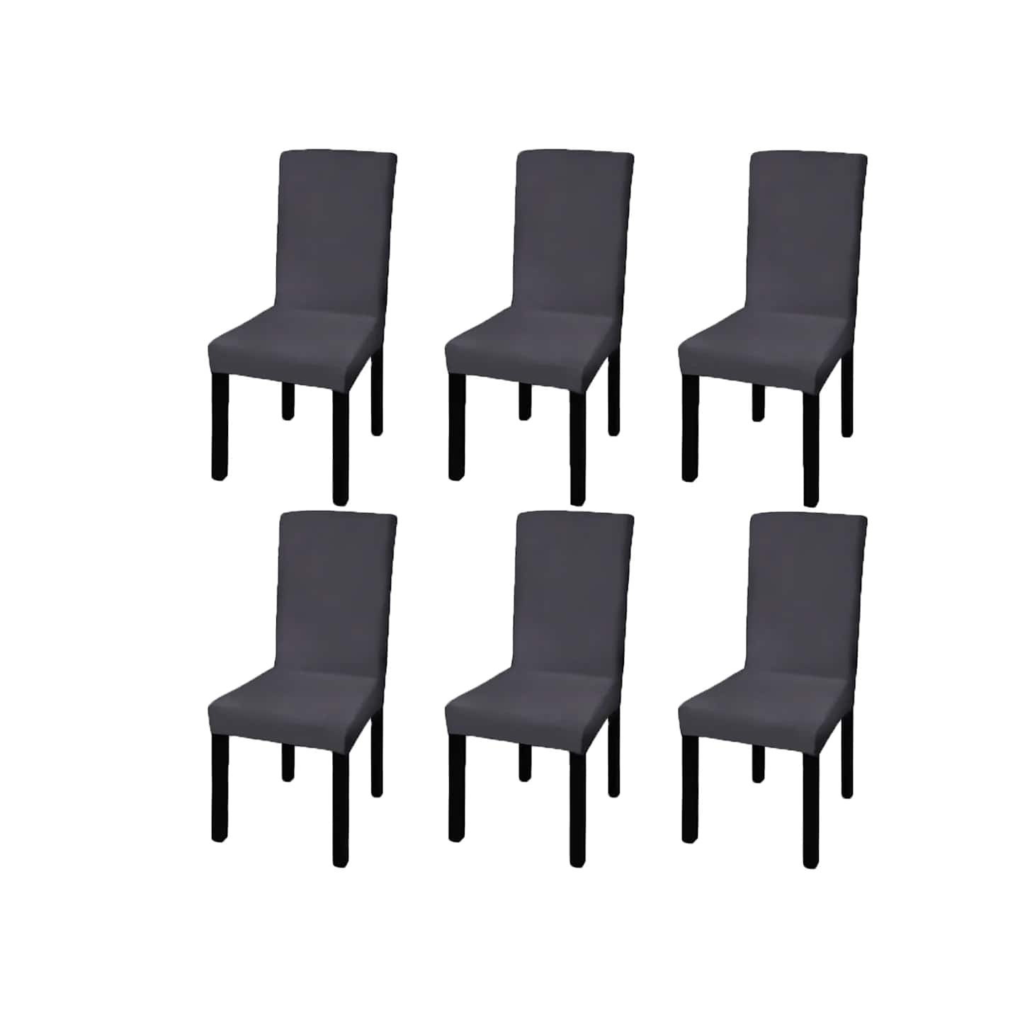 Housse de chaise droite extensible 6 pcs anthracite